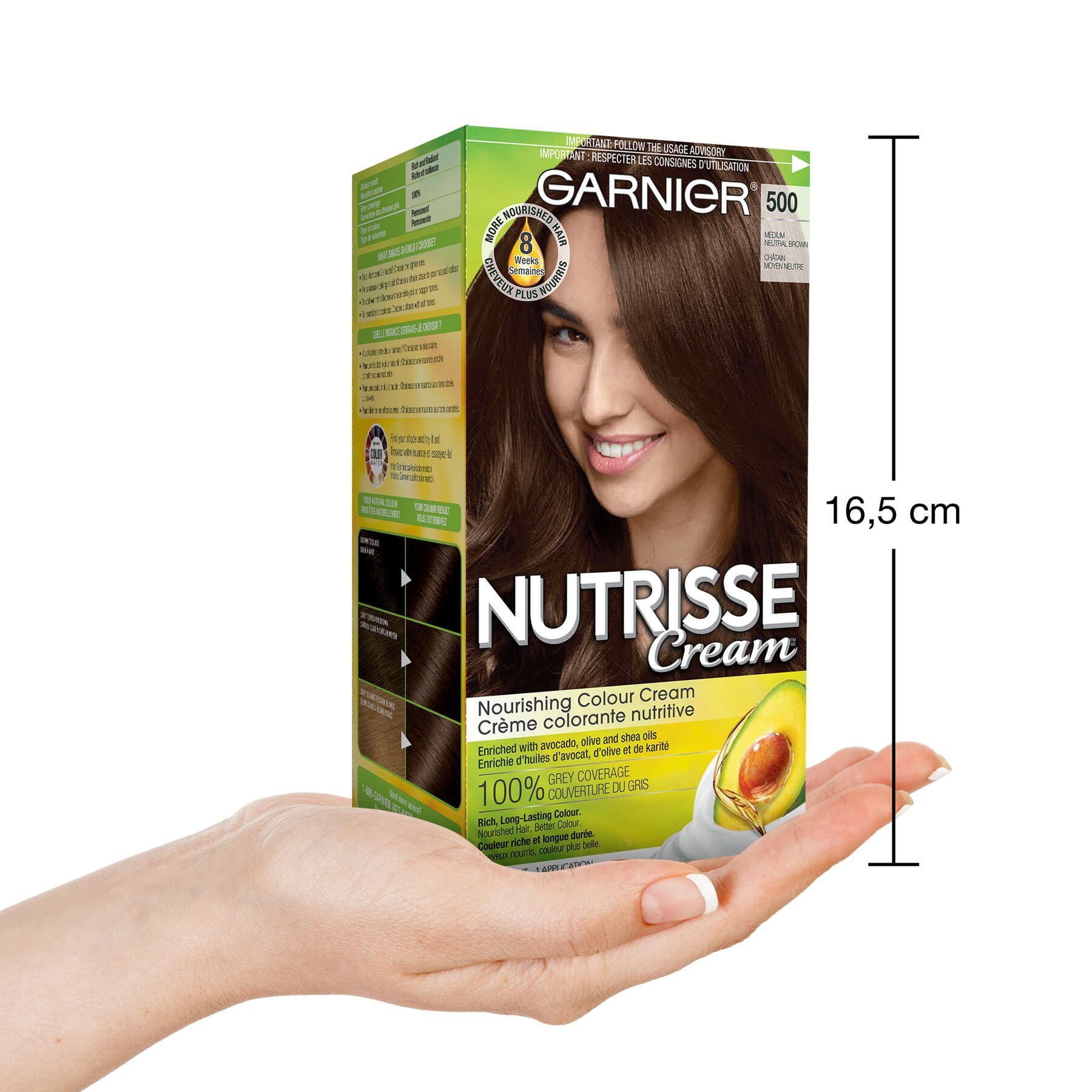 garnier hair dye nutrisse cream 500 medium neutral brown 0603084469321 inhand