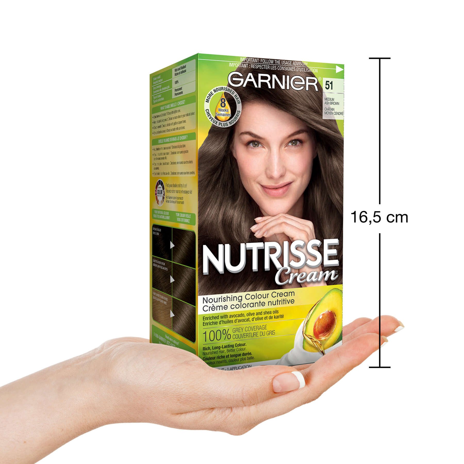 garnier hair dye nutrisse cream 51 medium ash brown 603084494903 inhand