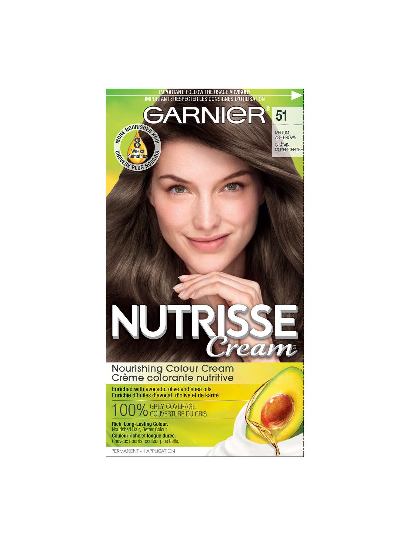 garnier hair dye nutrisse cream 51 medium ash brown 603084494903 t1