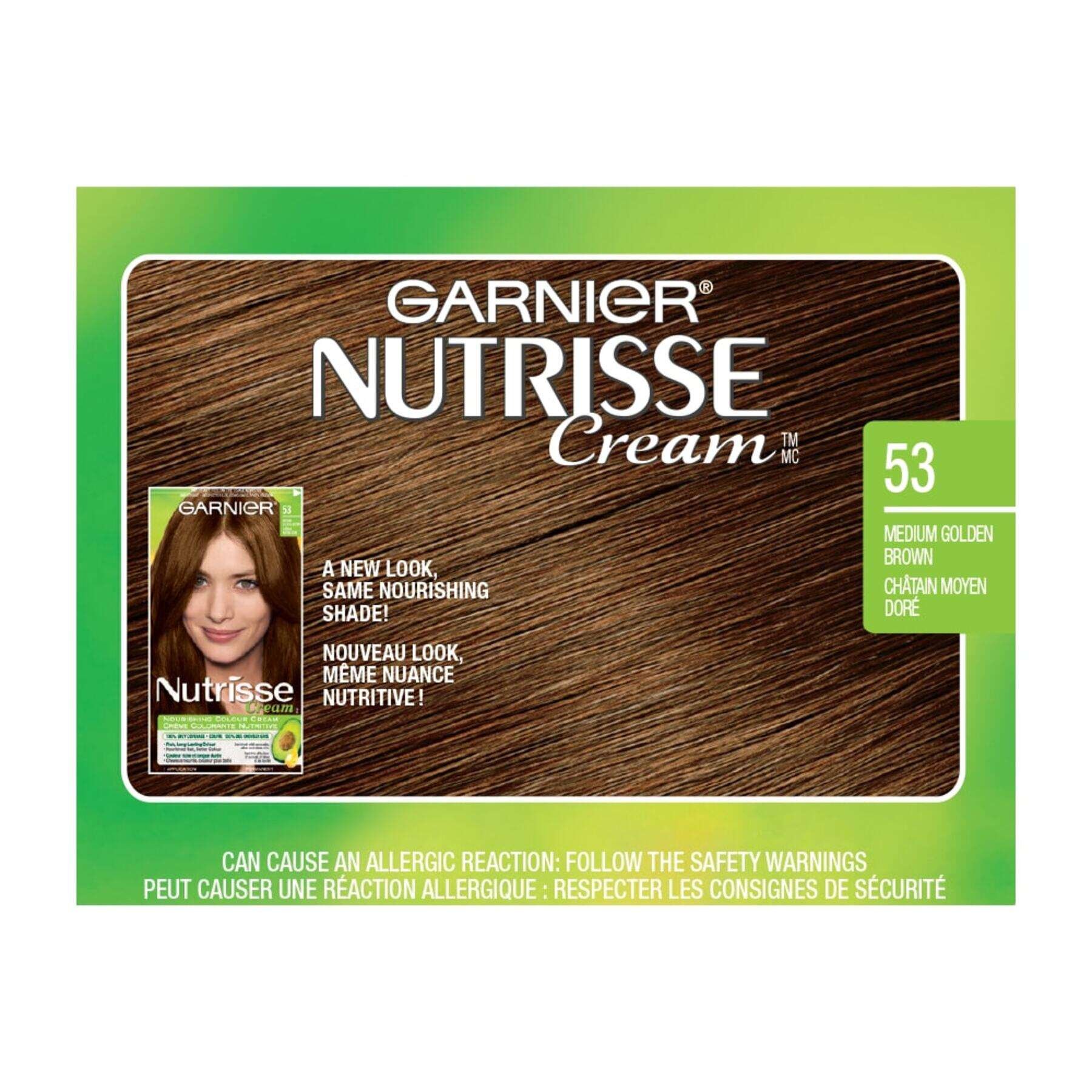 garnier hair dye nutrisse cream 53 medium golden brown 0770103447094 swatch