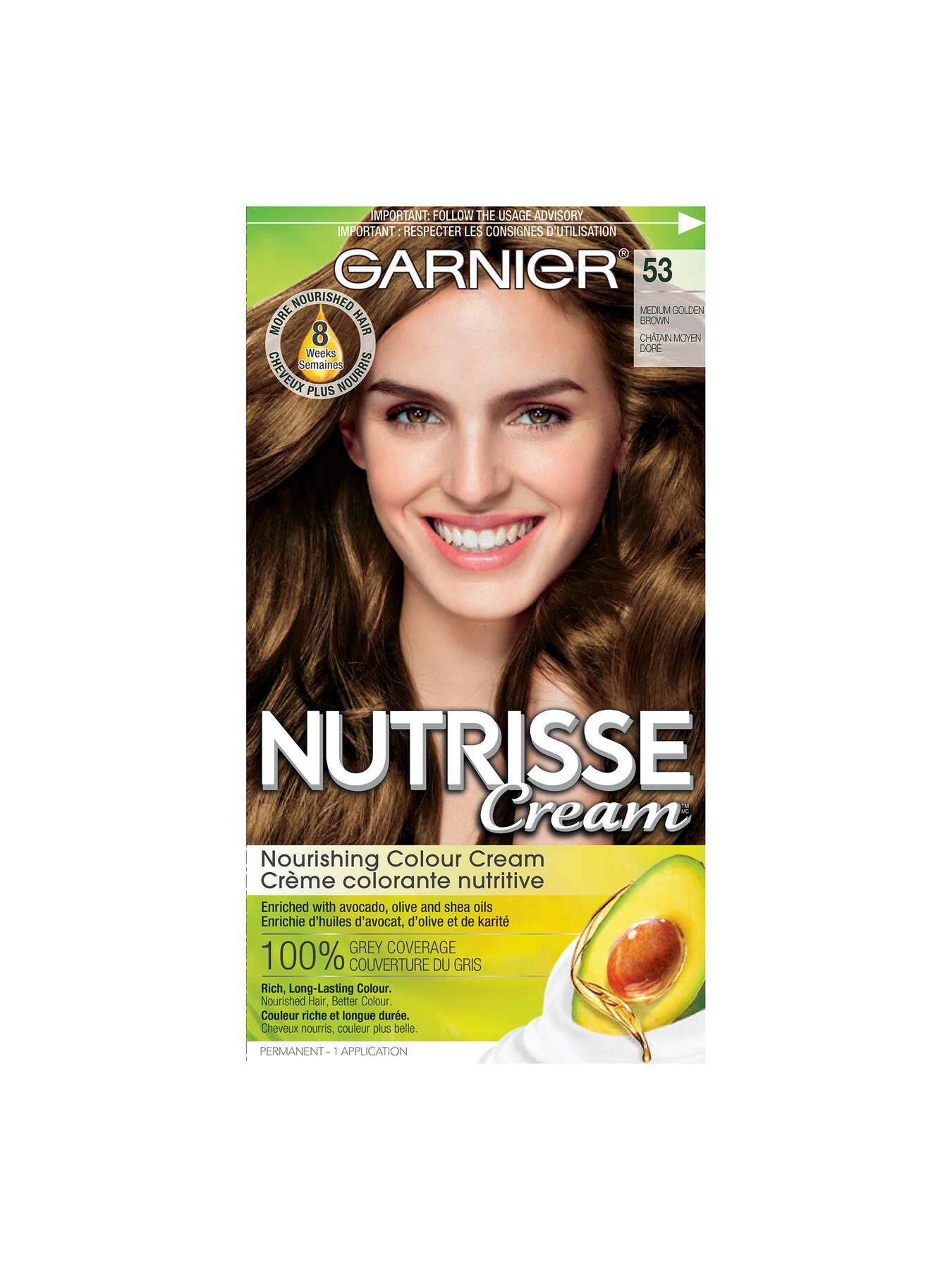 garnier hair dye nutrisse cream 53 medium golden brown 0770103447094 t1