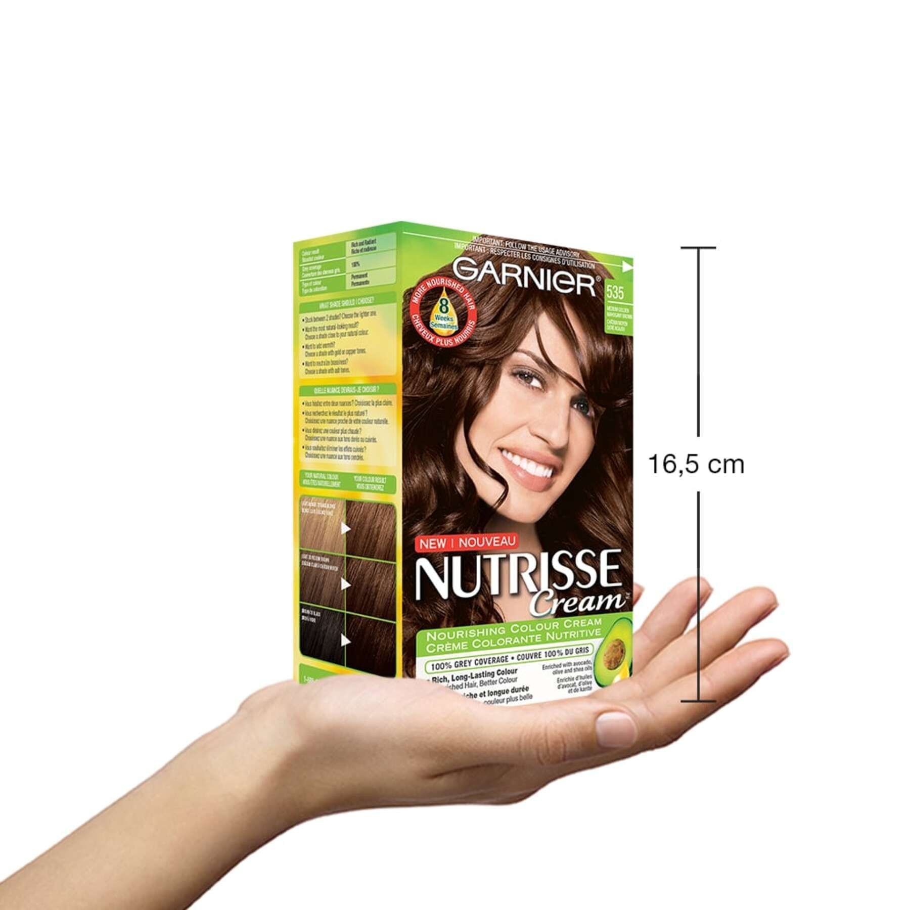 garnier hair dye nutrisse cream 535 medium golden mahogany brown 0770103447100 inhand