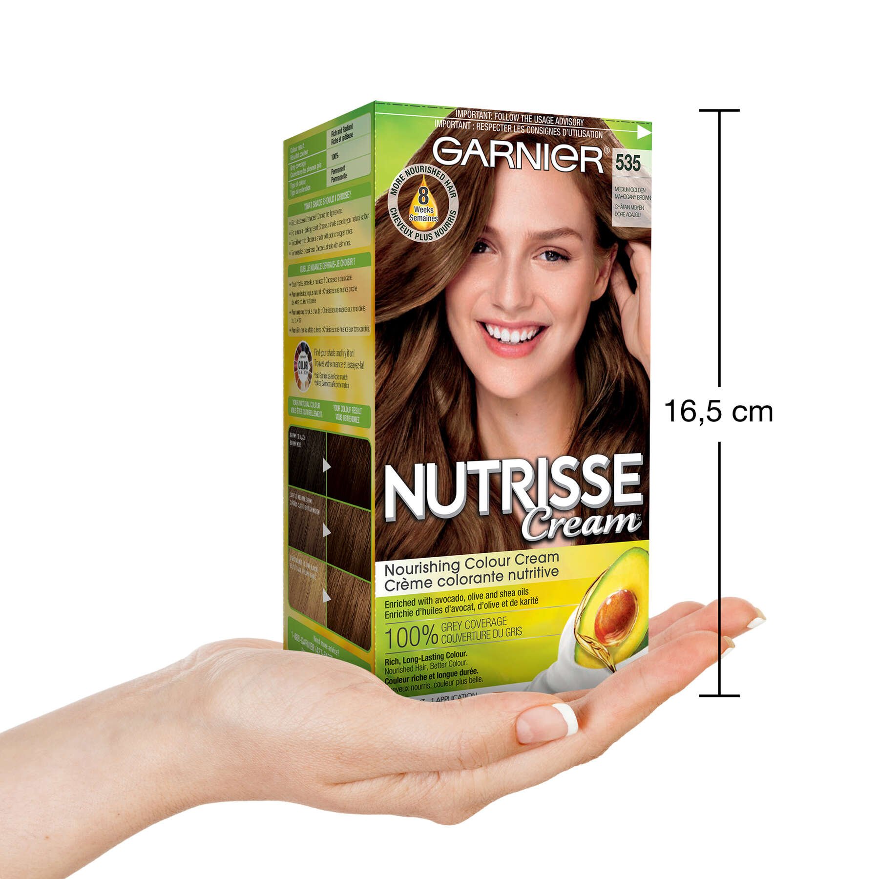 garnier hair dye nutrisse cream 535 medium golden mahogany brown 770103447100 inhand