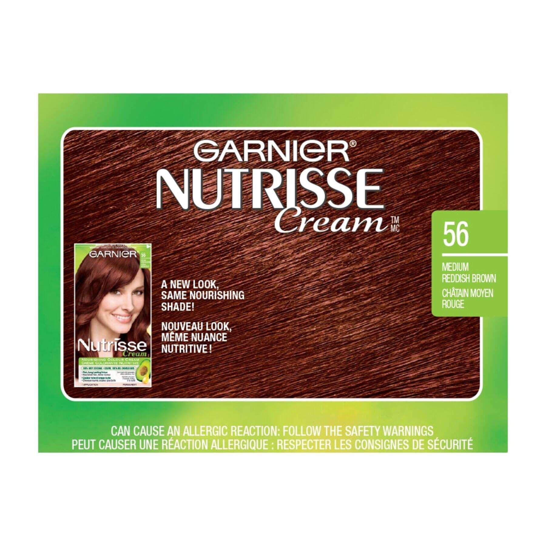 garnier hair dye nutrisse cream 56 medium reddish brown 0770103447131 swatch