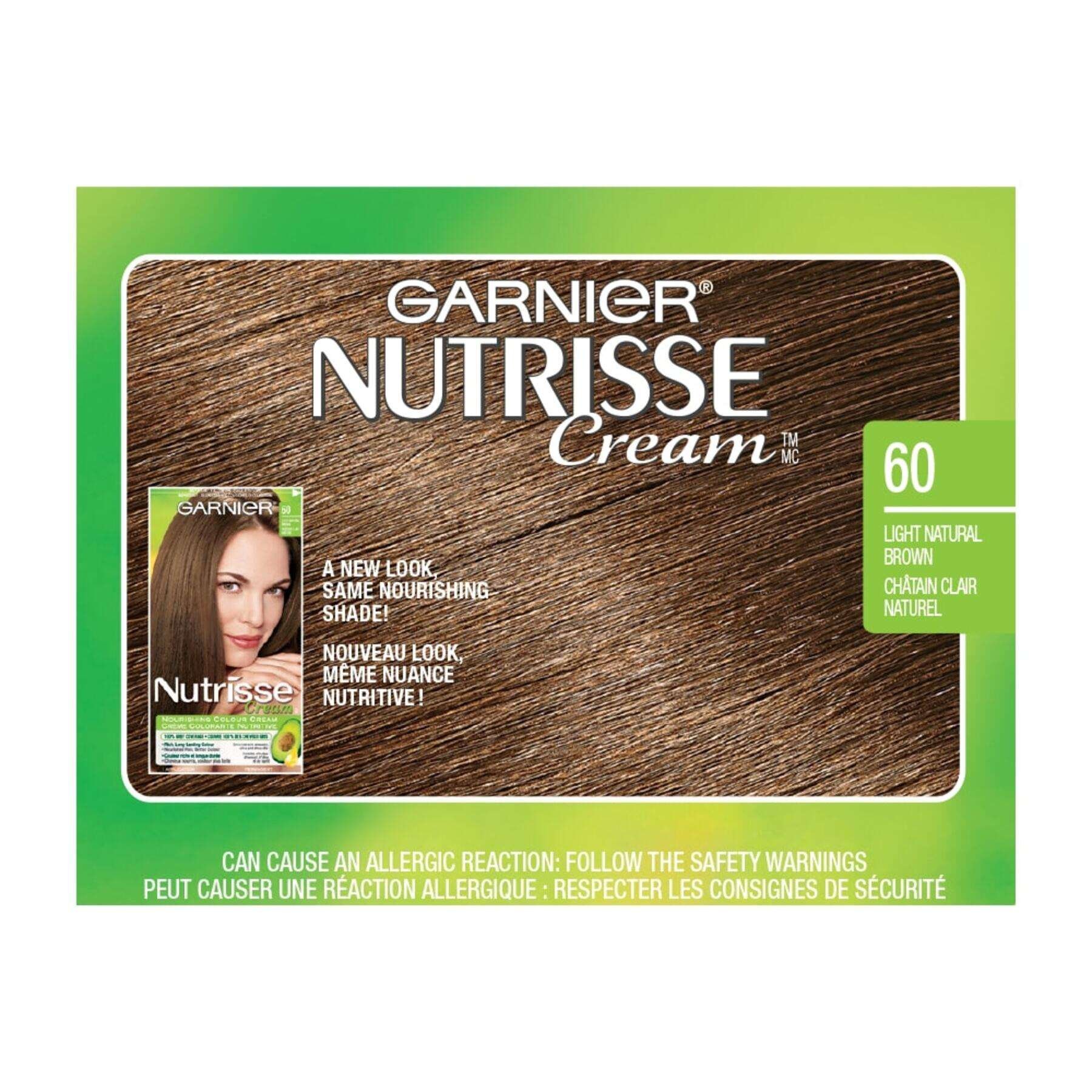 garnier hair dye nutrisse cream 60 light natural brown 0770103447148 swatch