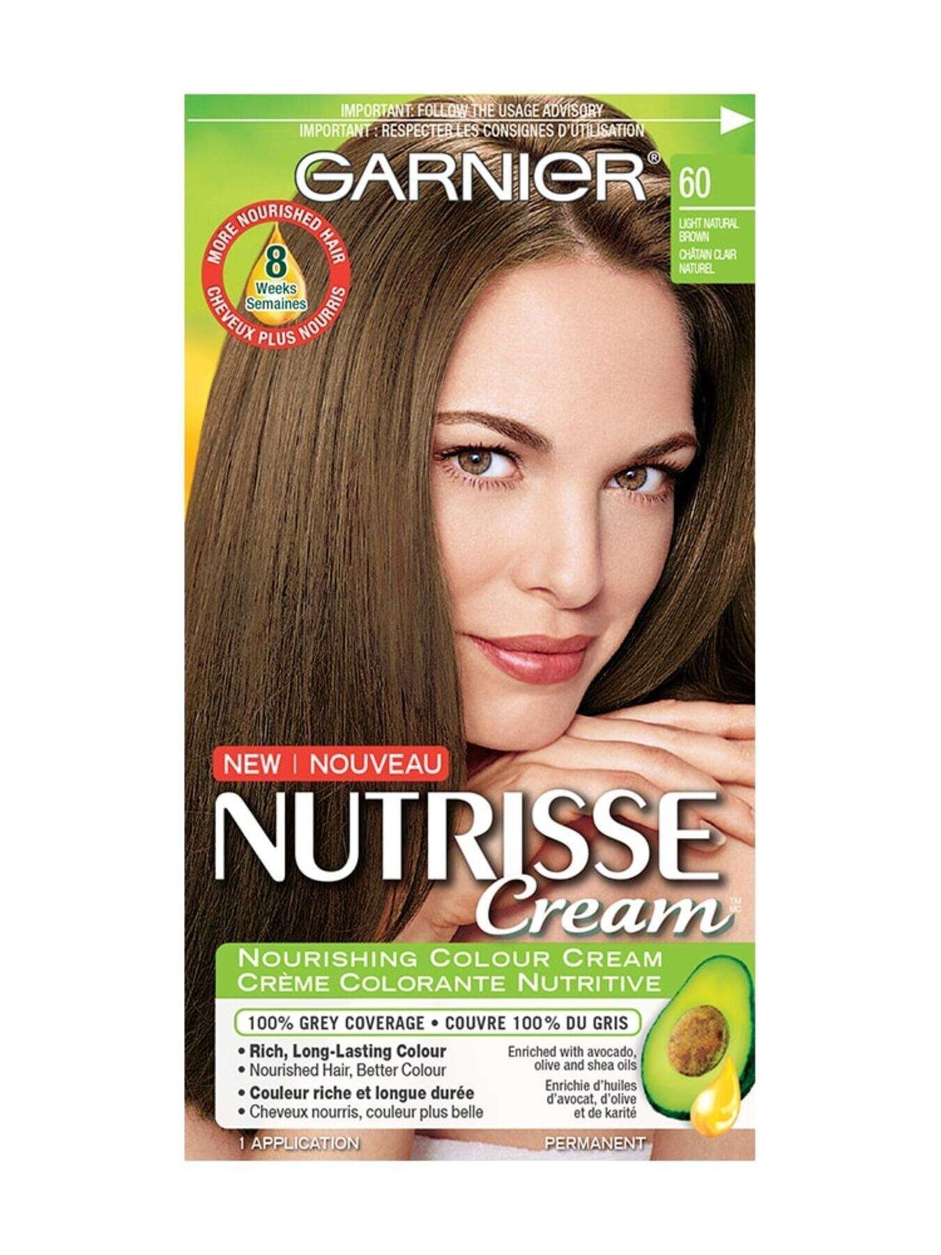garnier hair dye nutrisse cream 60 light natural brown 0770103447148 t1