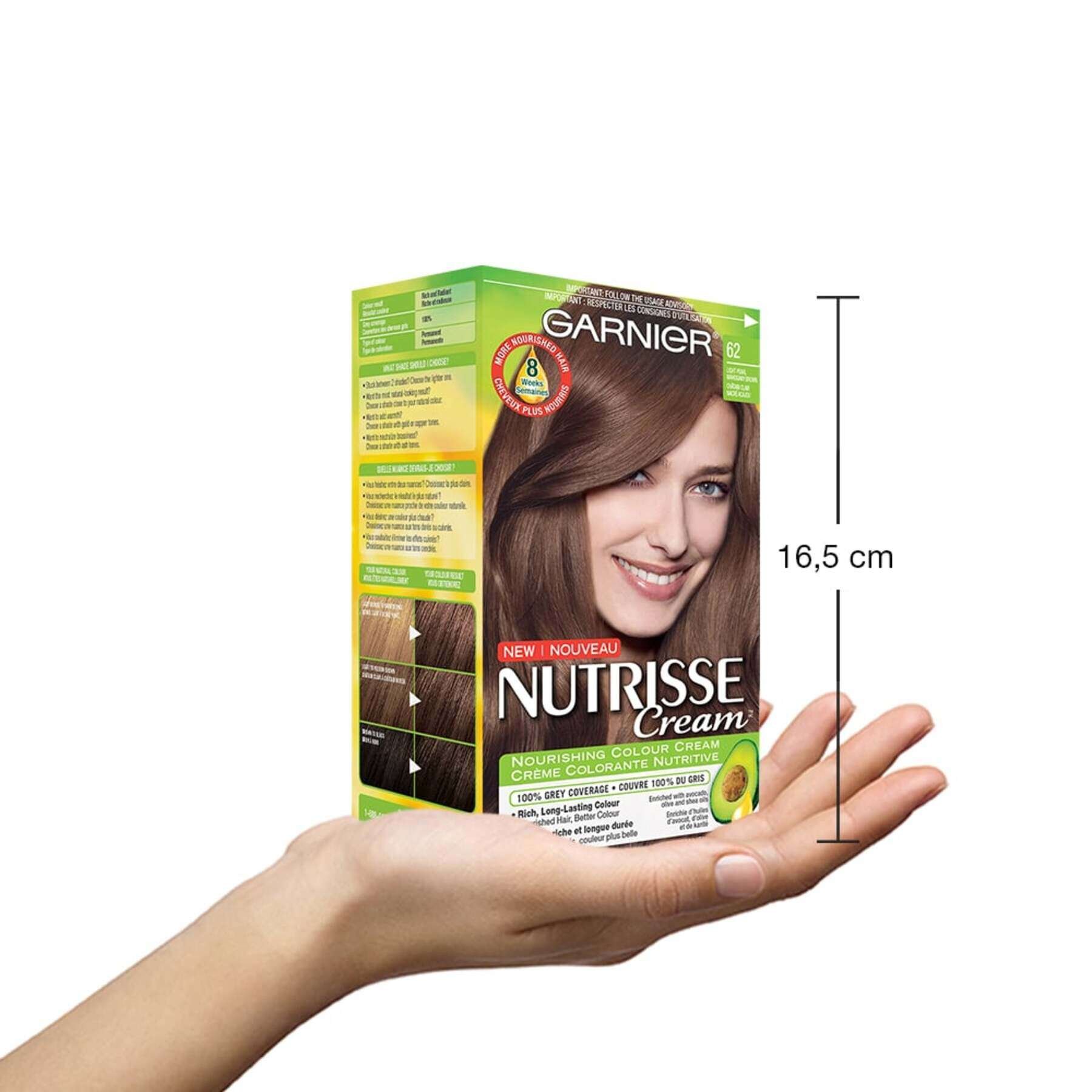 garnier hair dye nutrisse cream 62 light pearl brown 0770103447155 inhand