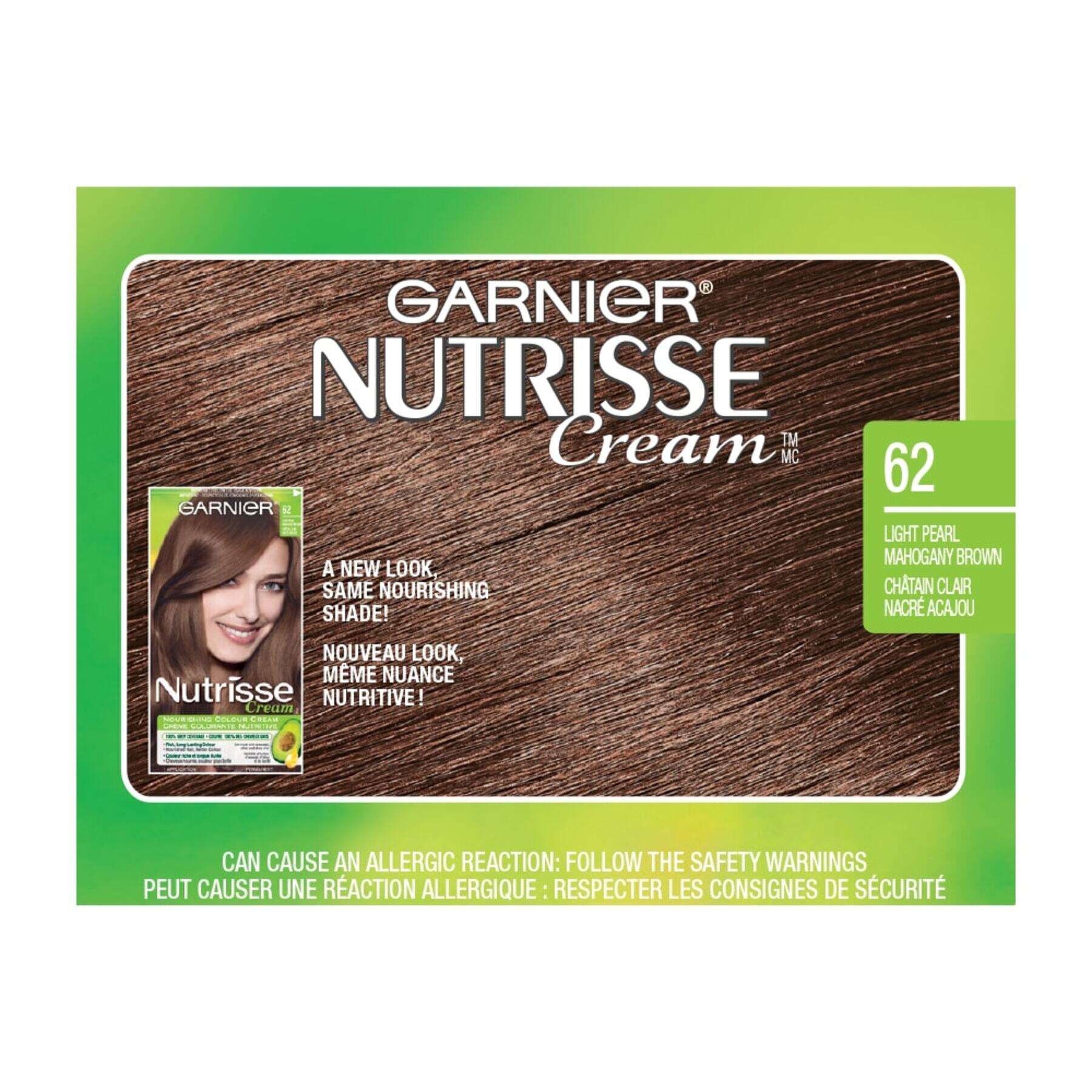 garnier hair dye nutrisse cream 62 light pearl brown 0770103447155 swatch