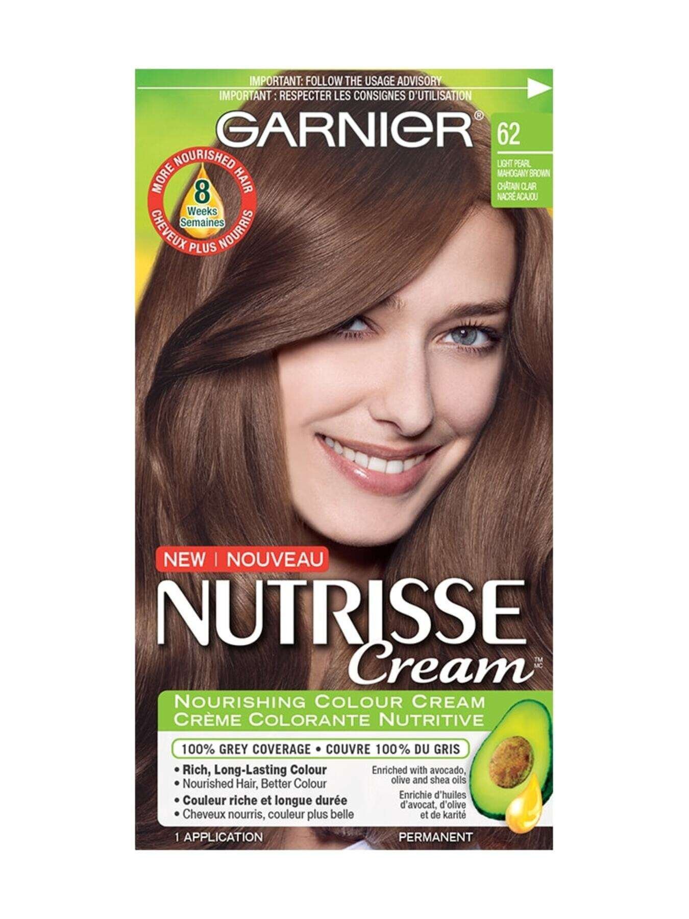 garnier hair dye nutrisse cream 62 light pearl brown 0770103447155 t1