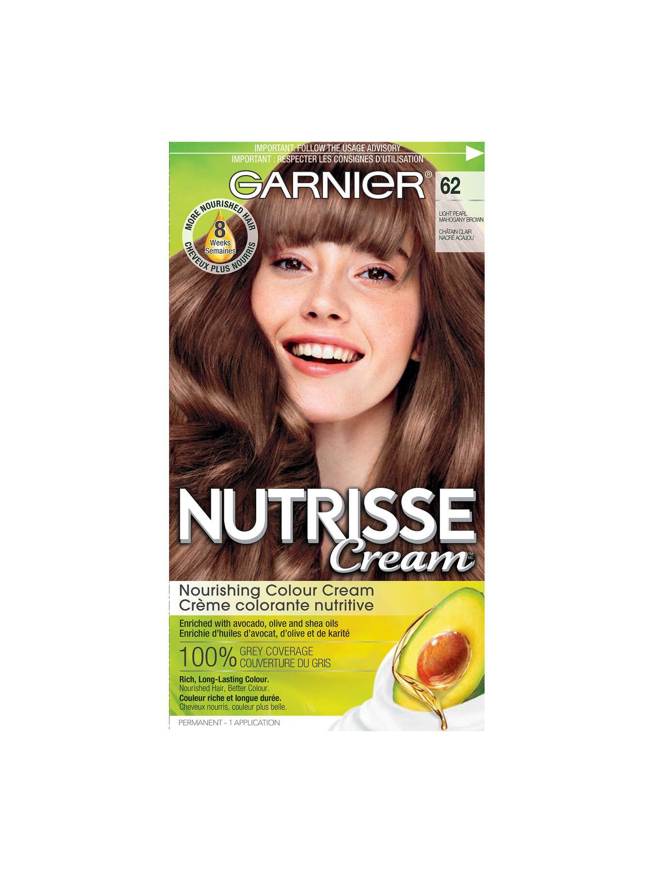 garnier hair dye nutrisse cream 62 light pearl brown 770103447155 t1