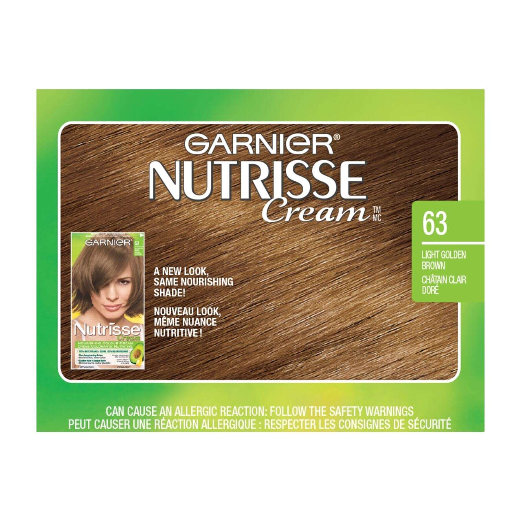 garnier hair dye nutrisse cream 63 light golden brown 0770103447162 swatch
