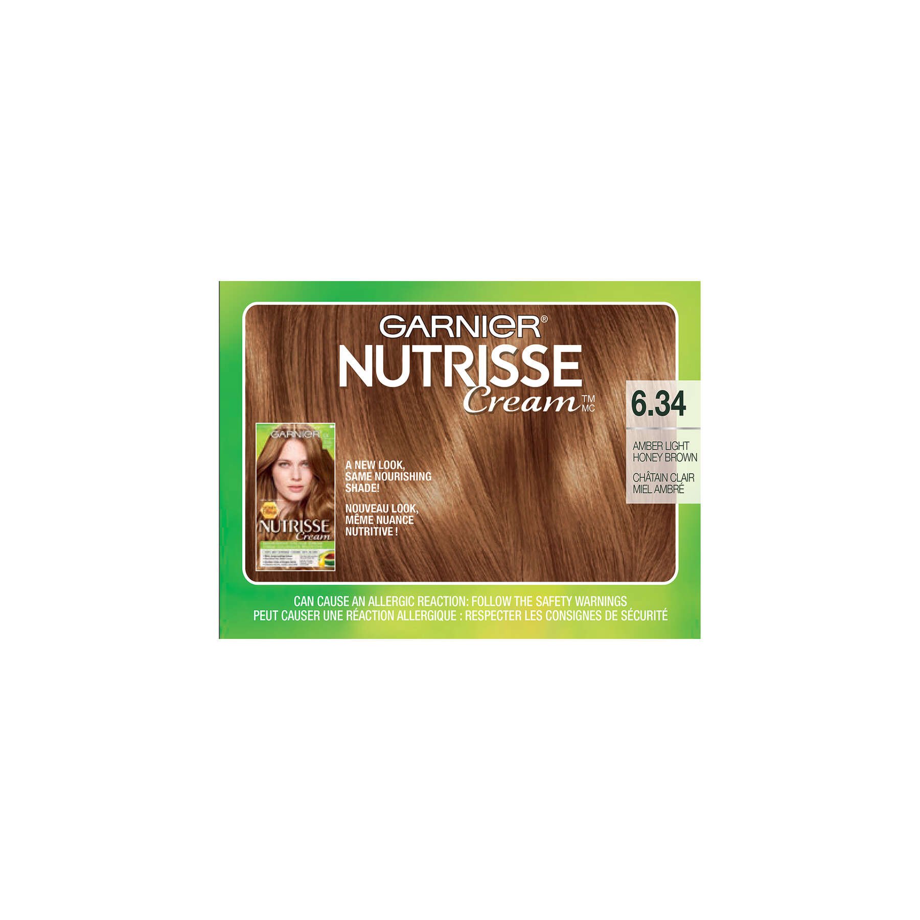 garnier hair dye nutrisse cream 634 amber light honey brown 603084518449 top