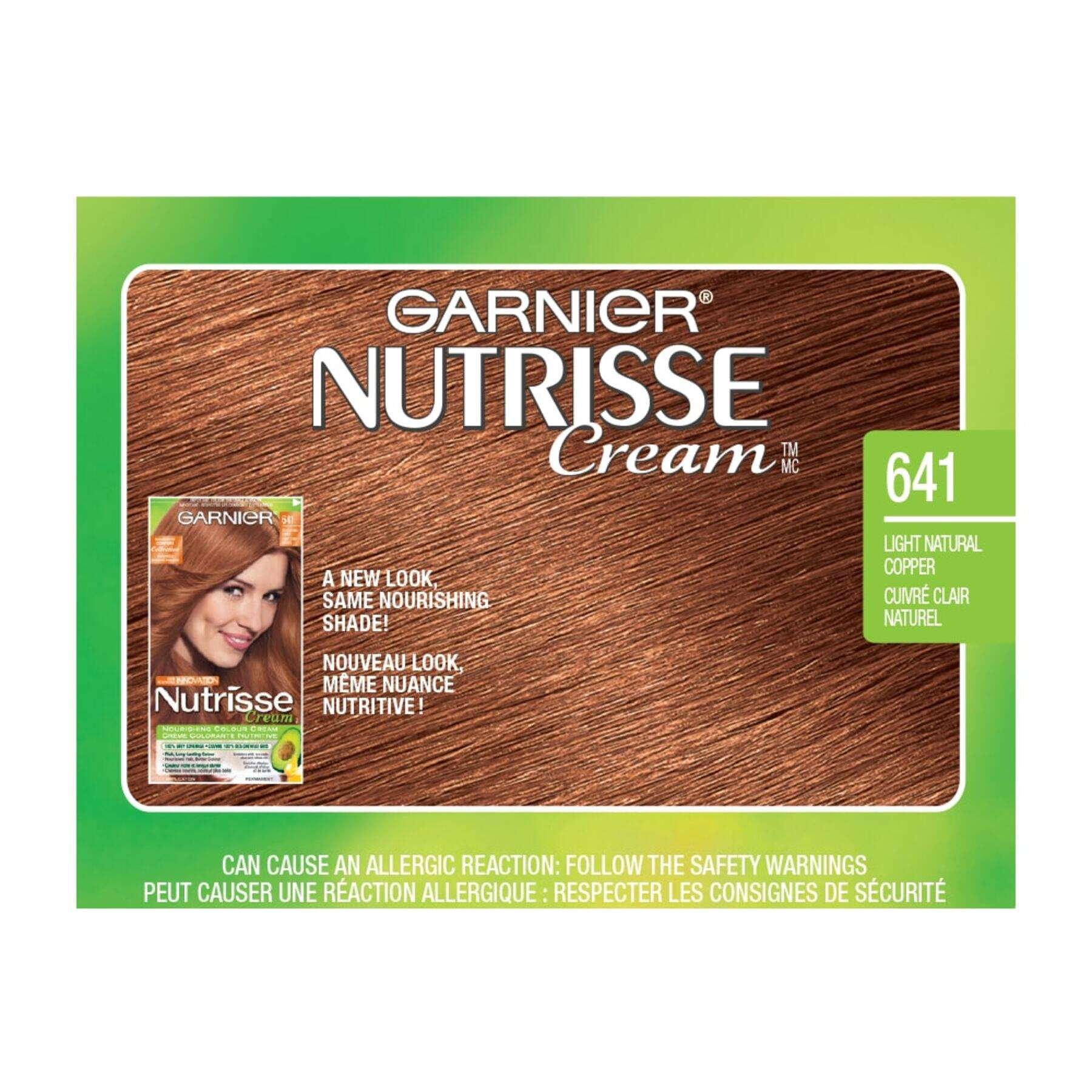 garnier hair dye nutrisse cream 641 light natural copper 0603084400508 swatch