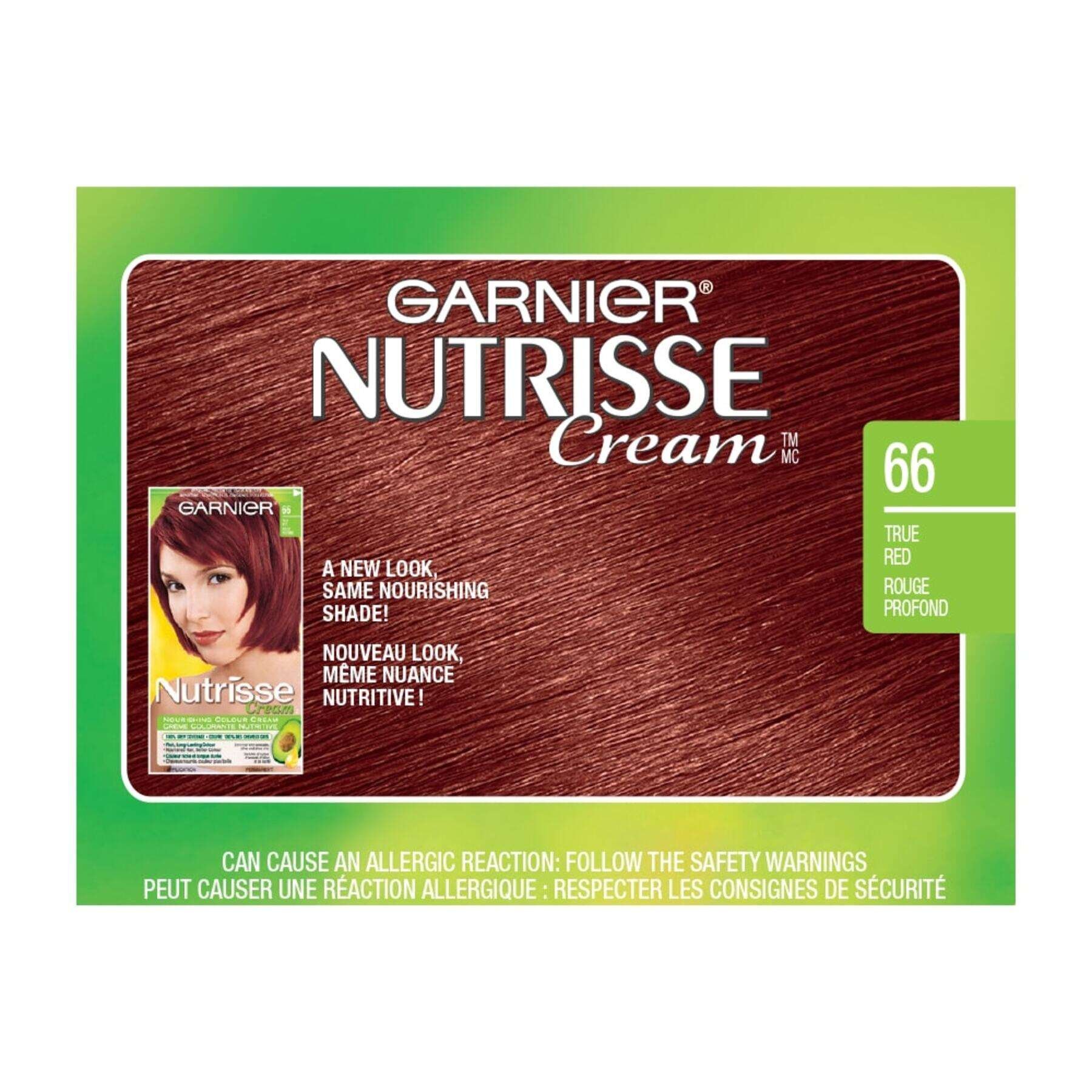 garnier hair dye nutrisse cream 66 true red 0770103447186 swatch