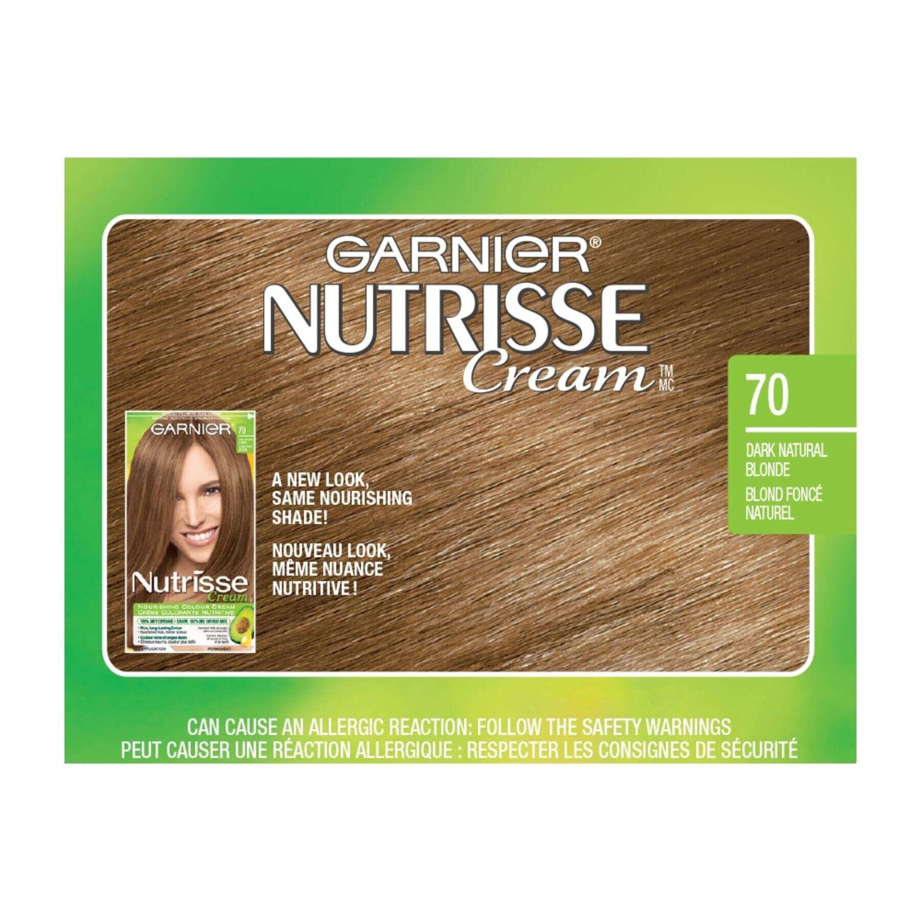 garnier hair dye nutrisse cream 70 dark natural blonde 0770103447209 swatch