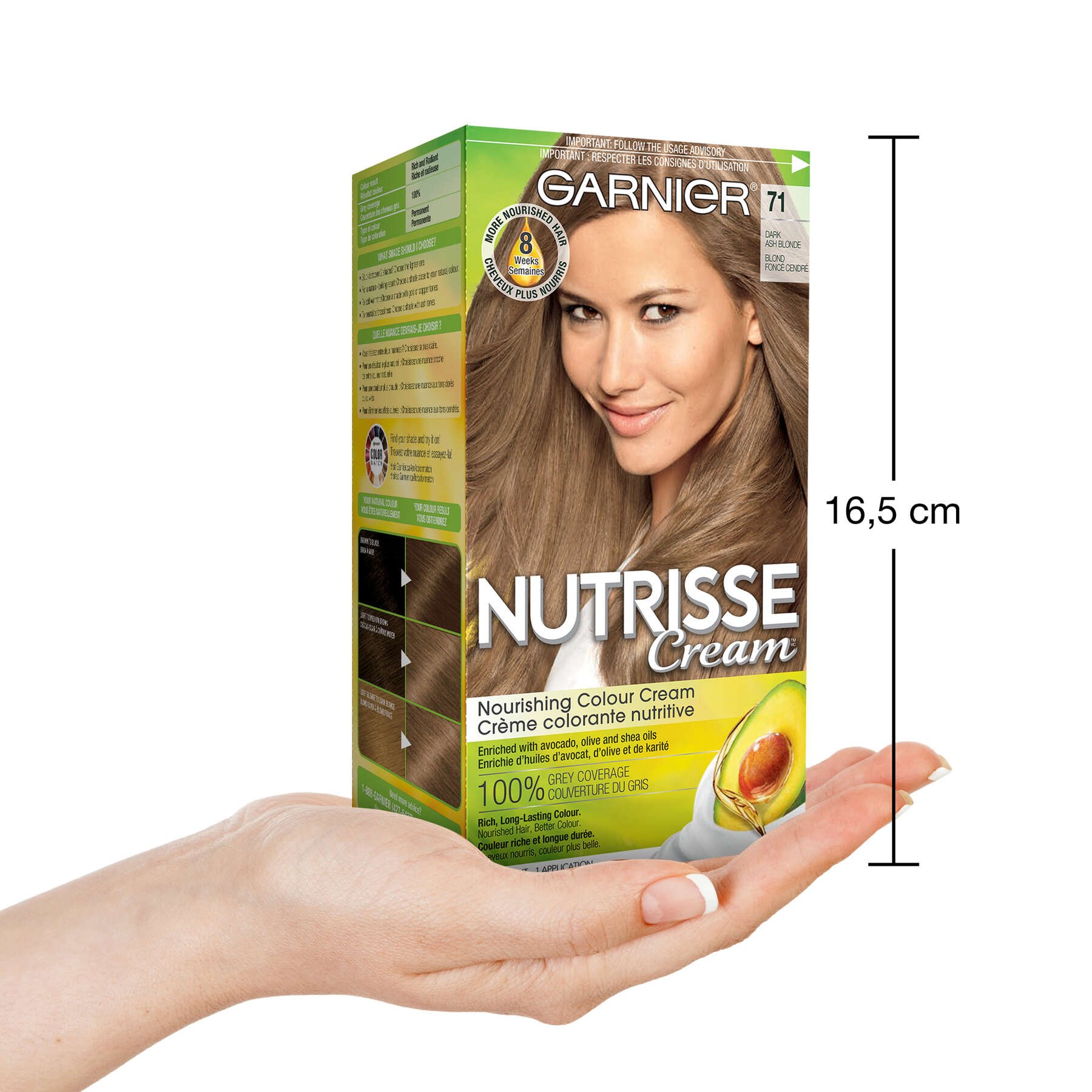 garnier hair dye nutrisse cream 71 dark ash blonde 0603084494910 inhand