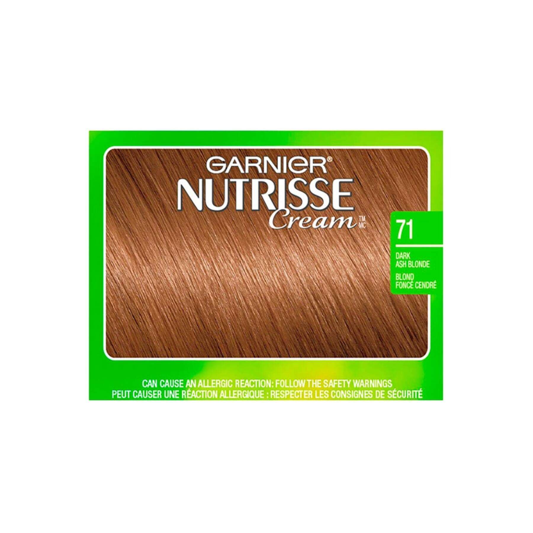 garnier hair dye nutrisse cream 71 dark ash blonde 0603084494910 swatch