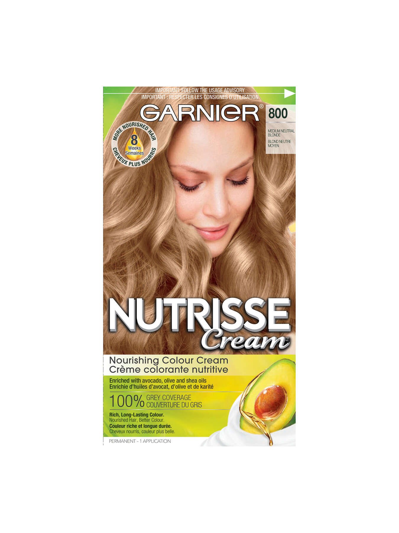 garnier hair dye nutrisse cream 800 medium neutral blonde 0603084454761 t1
