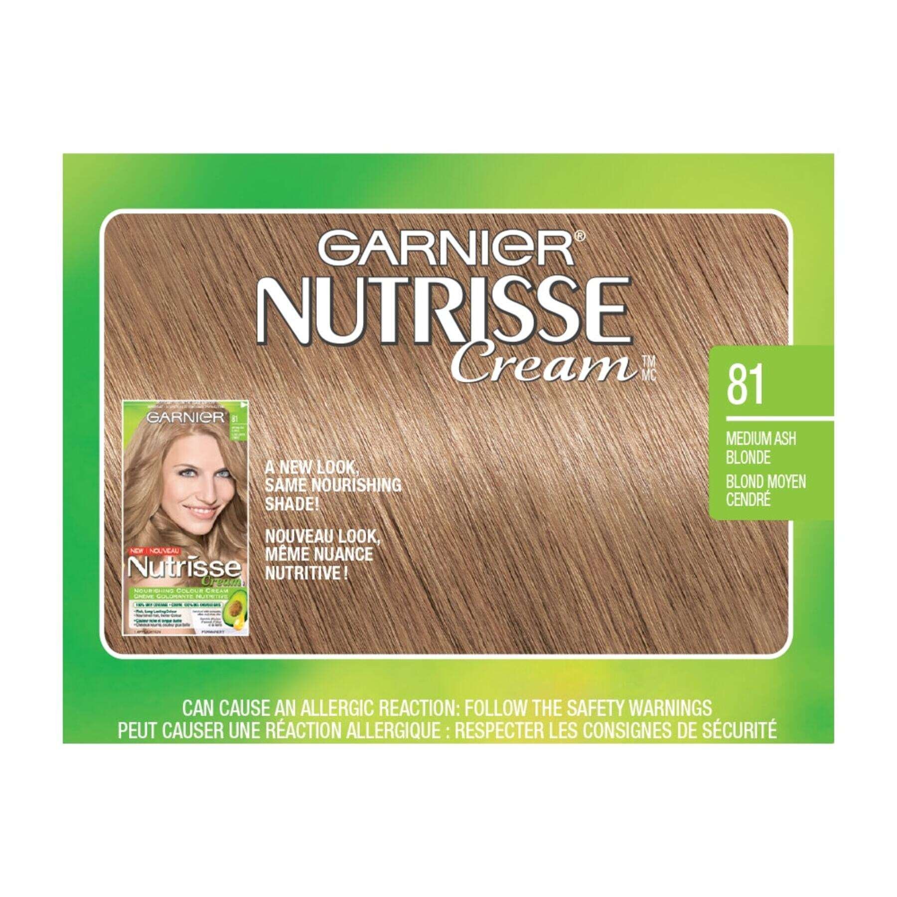 garnier hair dye nutrisse cream 81 medium ash blonde 0603084426713 swatch