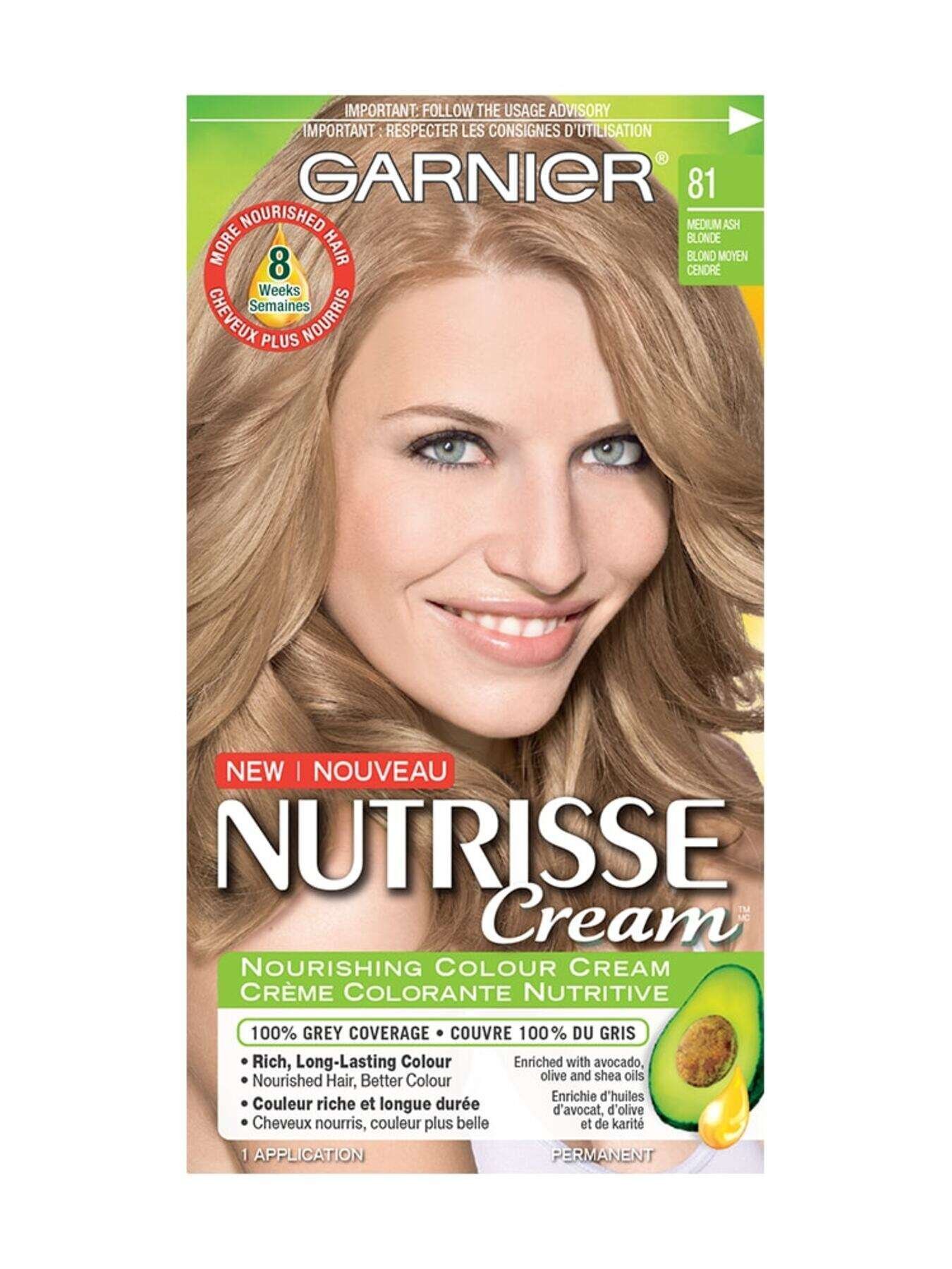 garnier hair dye nutrisse cream 81 medium ash blonde 0603084426713 t1