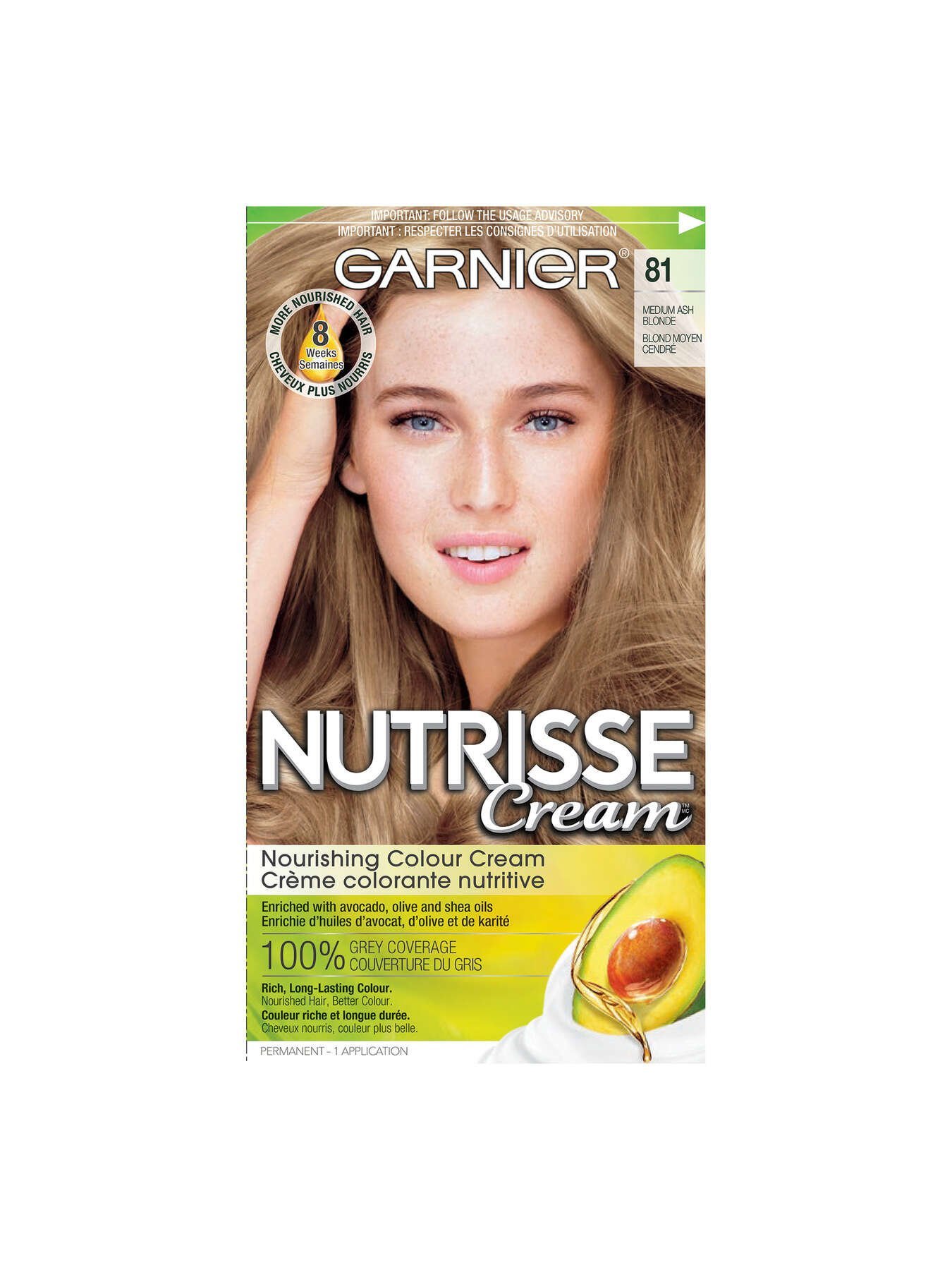 garnier hair dye nutrisse cream 81 medium ash blonde 603084426713 t1