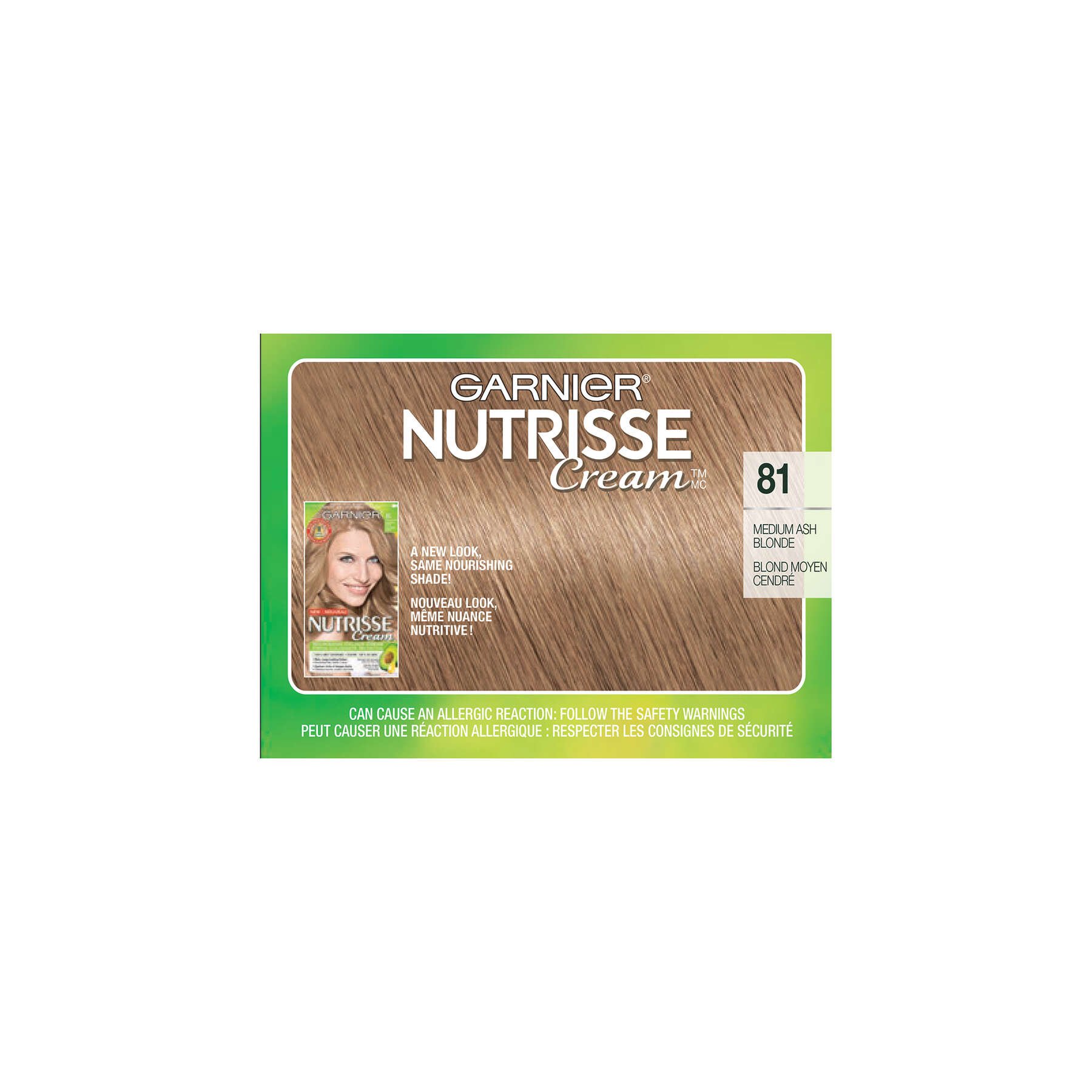 garnier hair dye nutrisse cream 81 medium ash blonde 603084426713 top