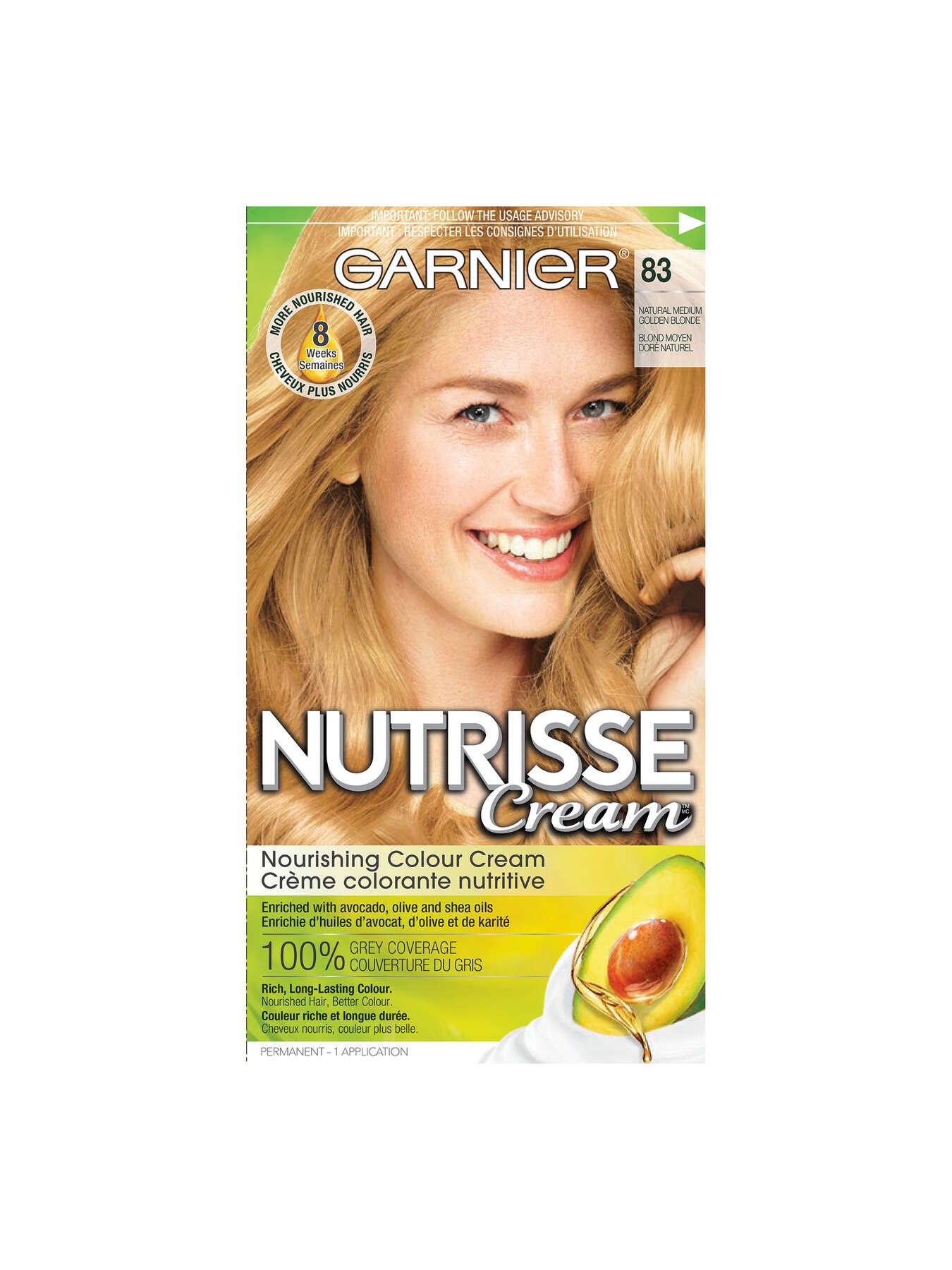 Garnier Nutrisse Nourishing Hair Color Creme, 83 Medium Golden Blonde ...