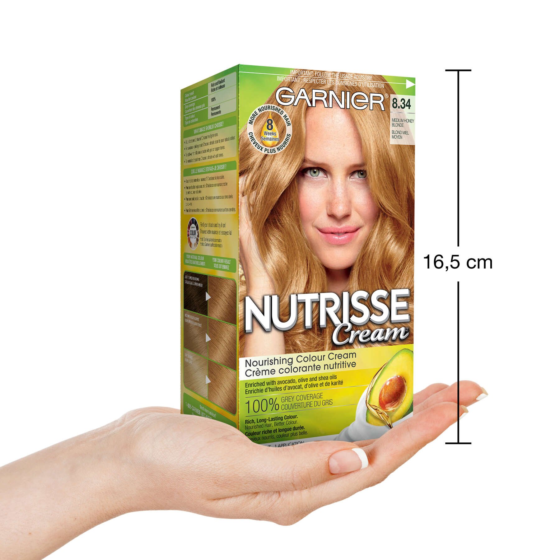 garnier hair dye nutrisse cream 834 medium honey blonde 603084518463 inhand