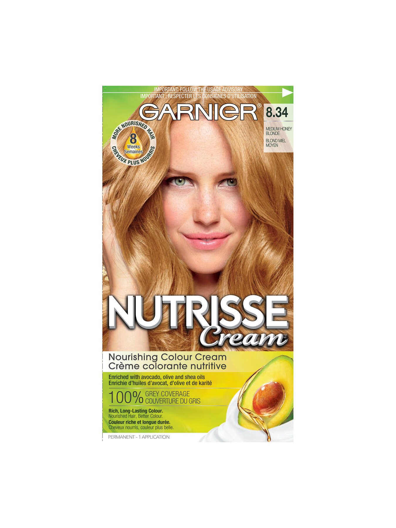 garnier hair dye nutrisse cream 834 medium honey blonde 603084518463 t1