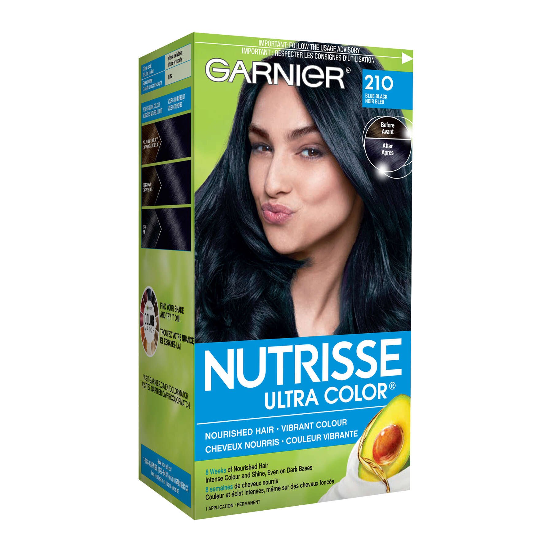 garnier hair dye nutrisse ultra color 210 blue black 0770103147703 boxed