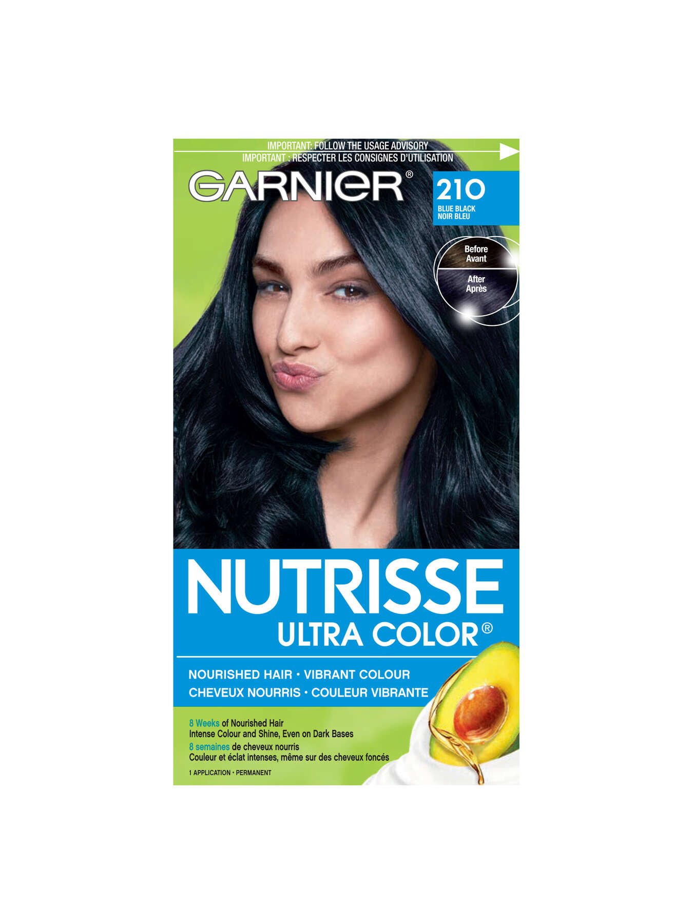 garnier hair dye nutrisse ultra color 210 blue black 0770103147703 t1