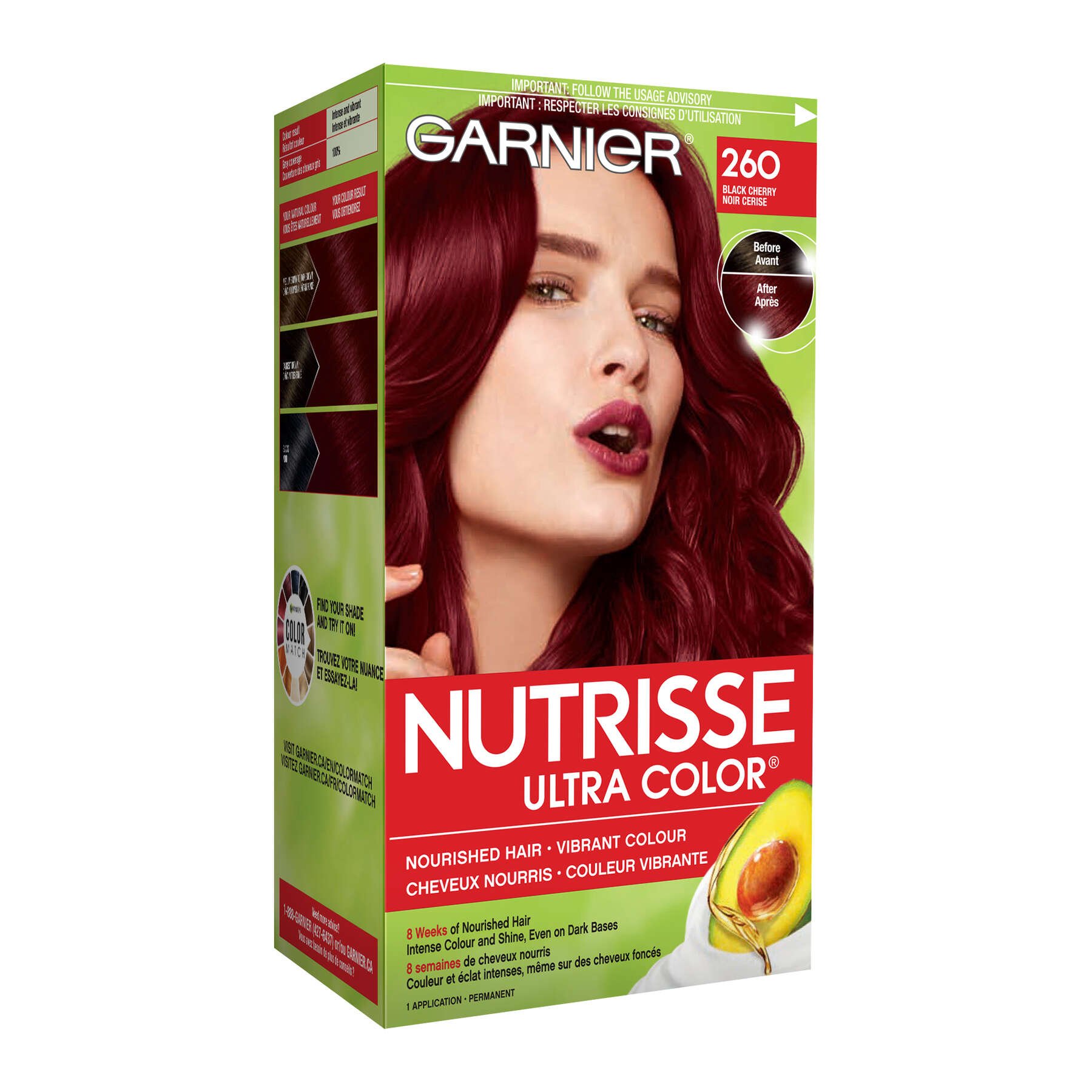 garnier hair dye nutrisse ultra color 260 black cherry 603084290659 boxed