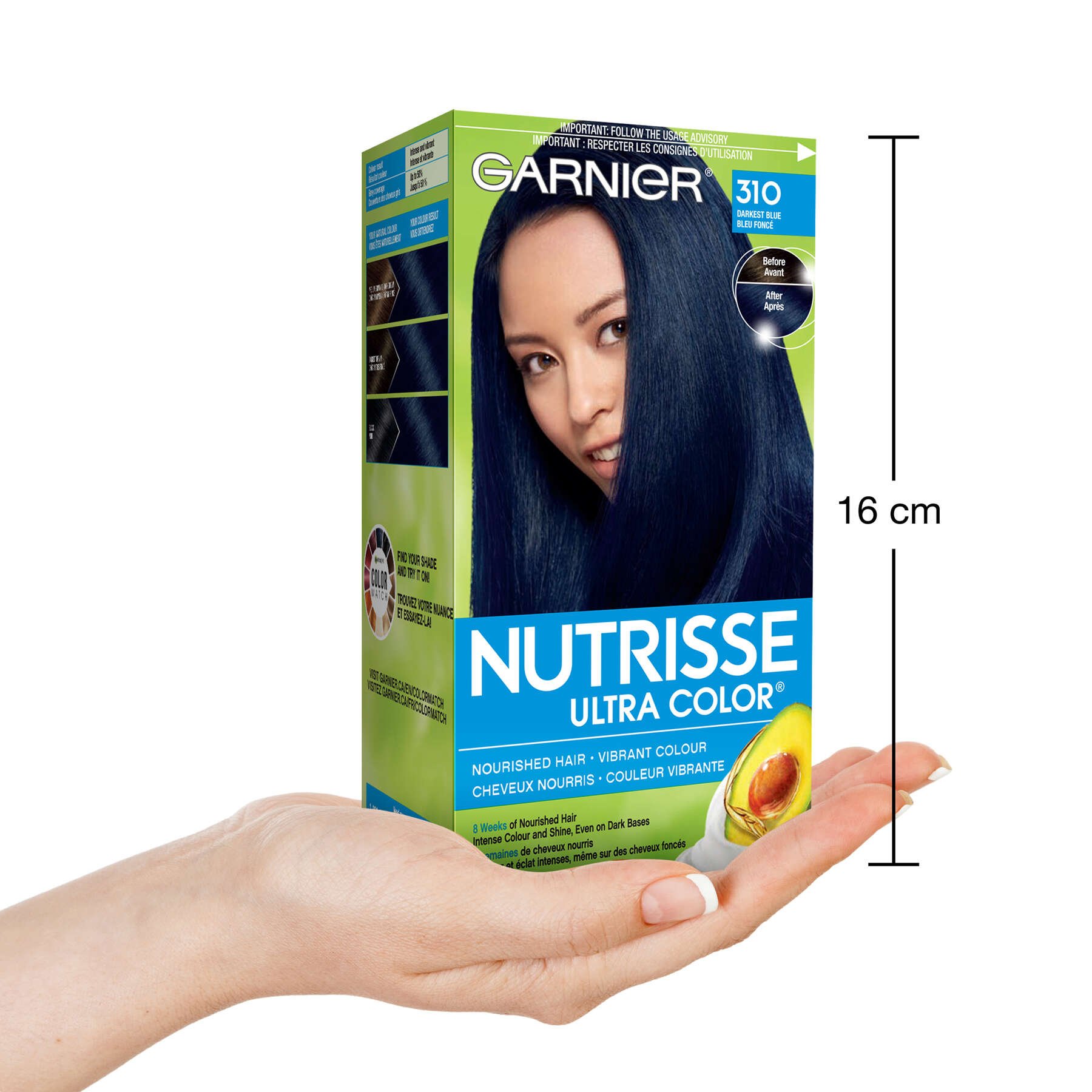 garnier hair dye nutrisse ultra color 310 darkest blue 603084496211 inhand