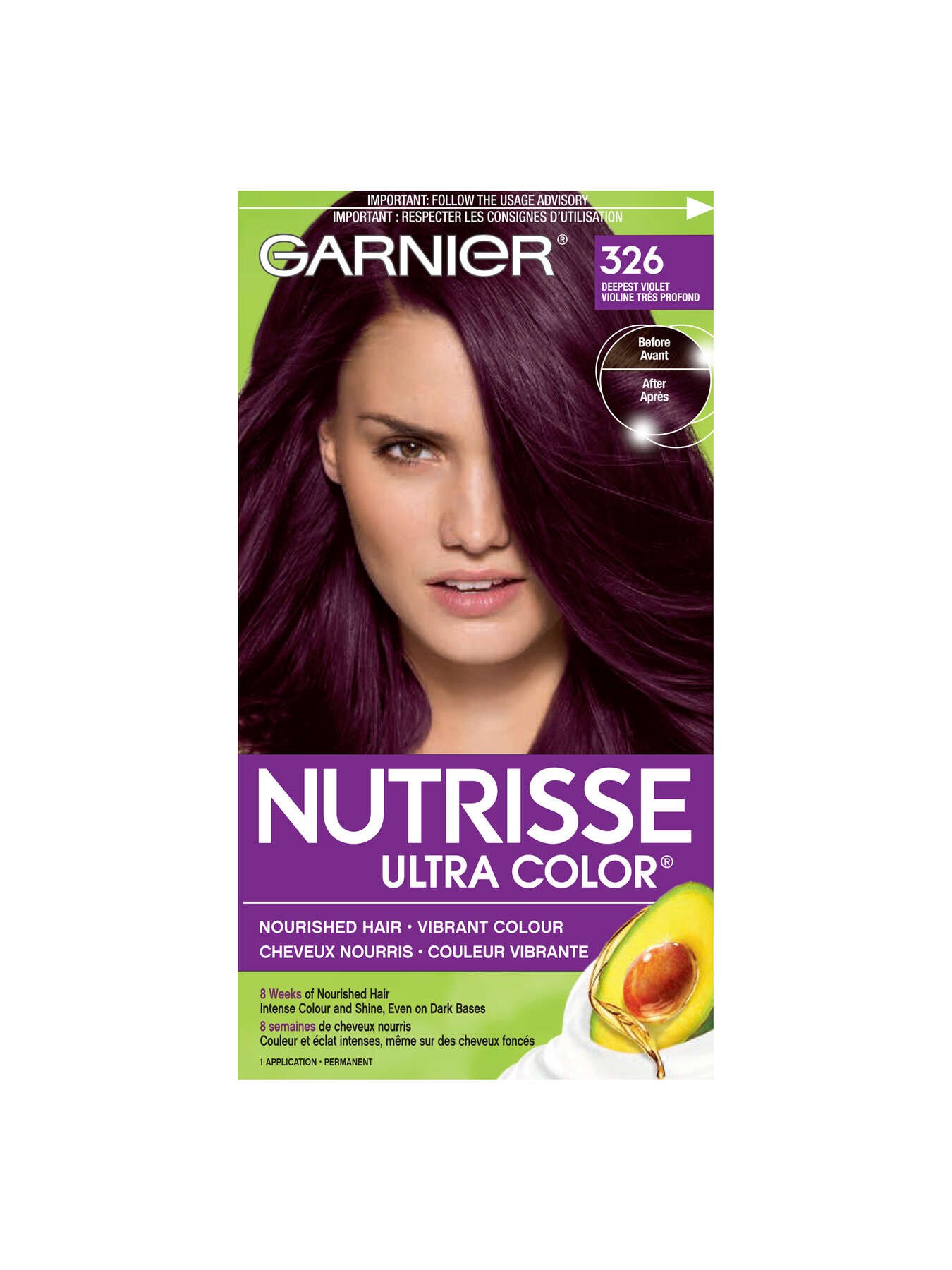 garnier hair dye nutrisse ultra color 326 deepest violet 603084412372 t1