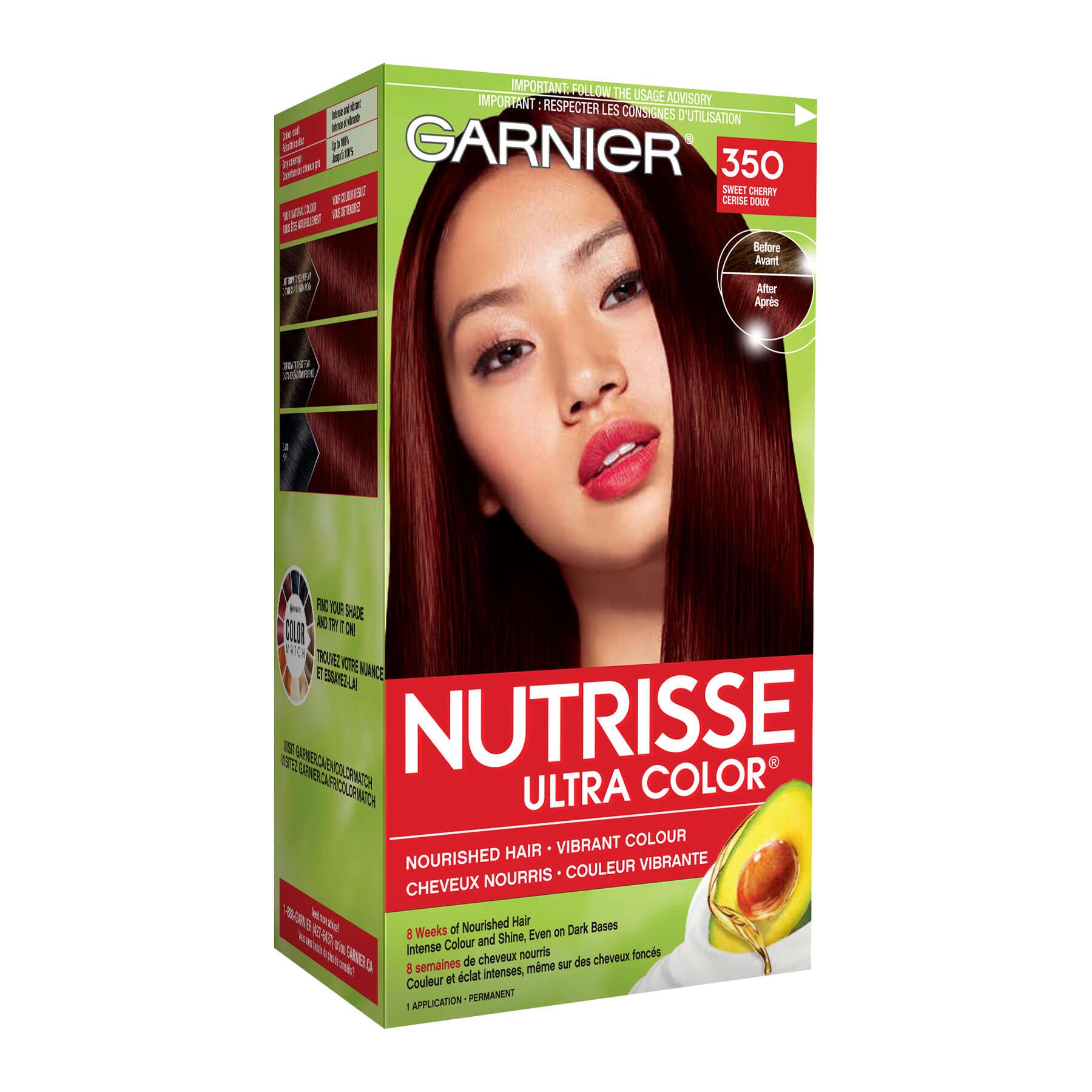 garnier hair dye nutrisse ultra color 350 sweet cherry 603084469383 boxed