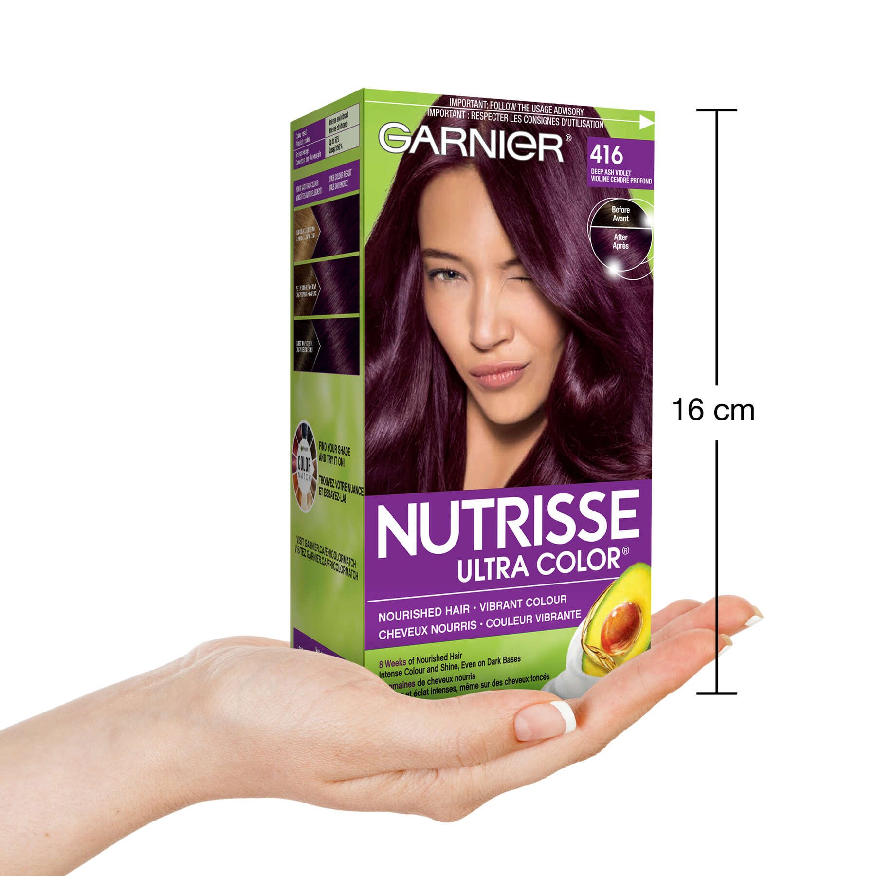 garnier hair dye nutrisse ultra color 416 deep ash violet 603084437160 inhand