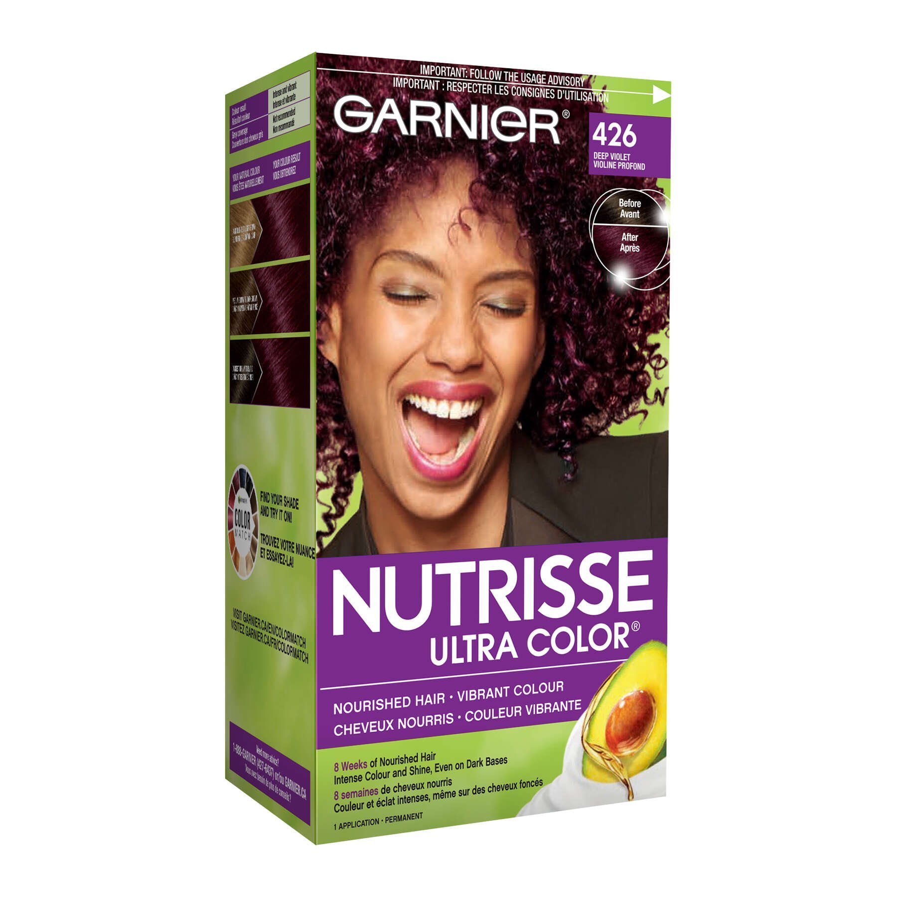garnier hair dye nutrisse ultra color 426 deep violet 770103301303 boxed
