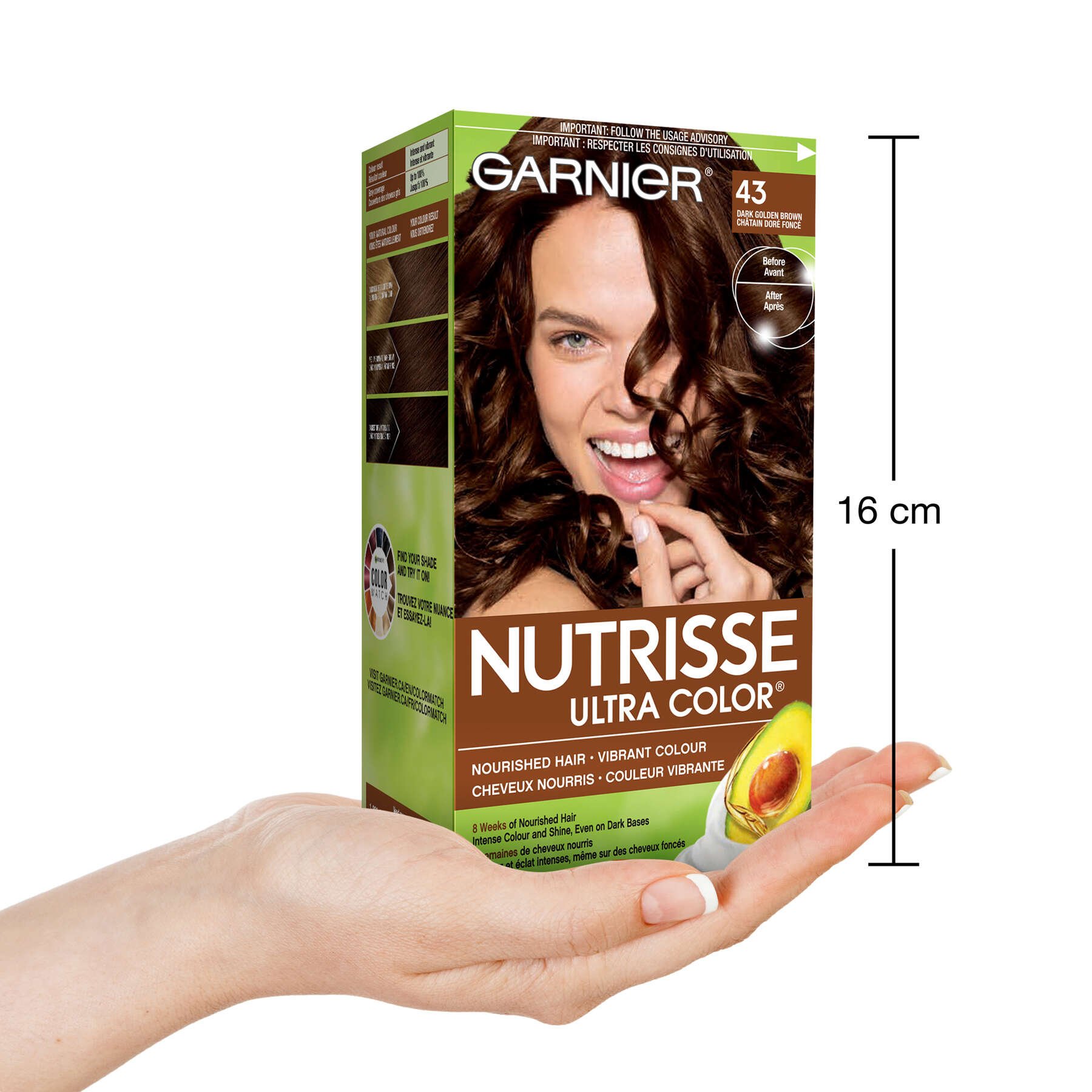 garnier hair dye nutrisse ultra color 43 dark golden brown 603084469482 inhand