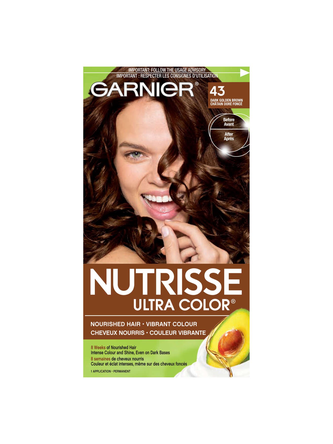 garnier hair dye nutrisse ultra color 43 dark golden brown 603084469482 t1