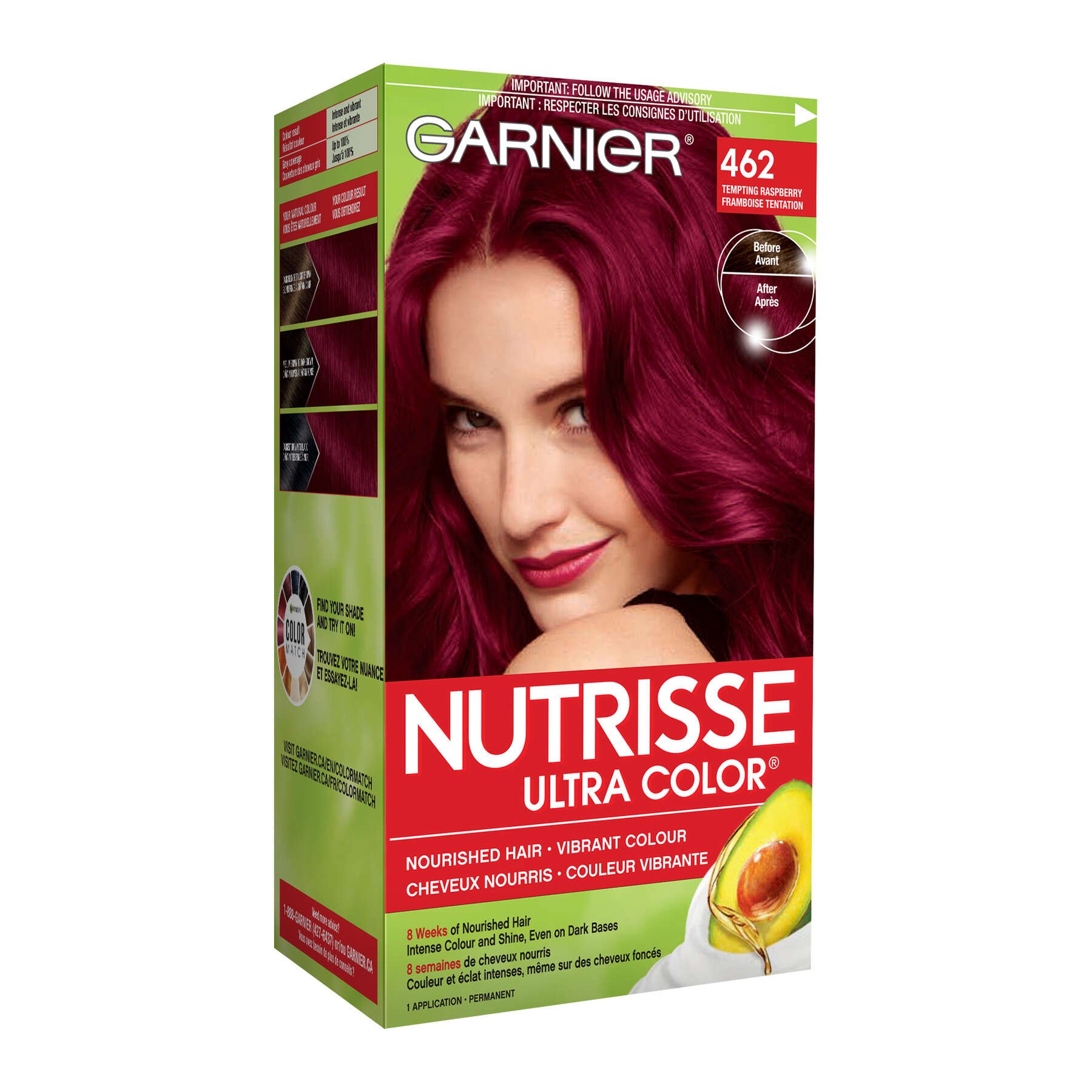 garnier hair dye nutrisse ultra color 462 tempting raspberry 603084498420 boxed