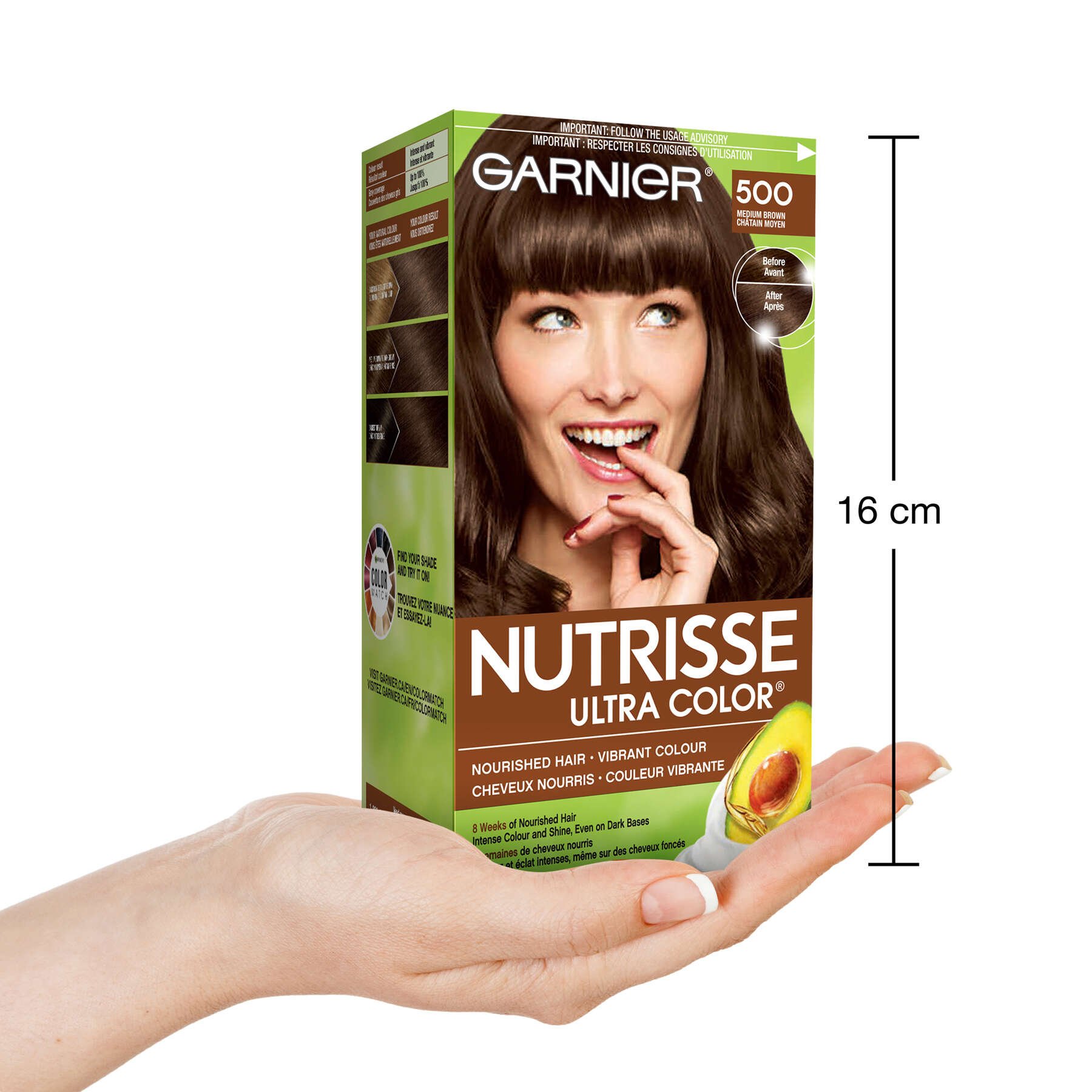 garnier hair dye nutrisse ultra color 500 medium brown 603084469499 inhand