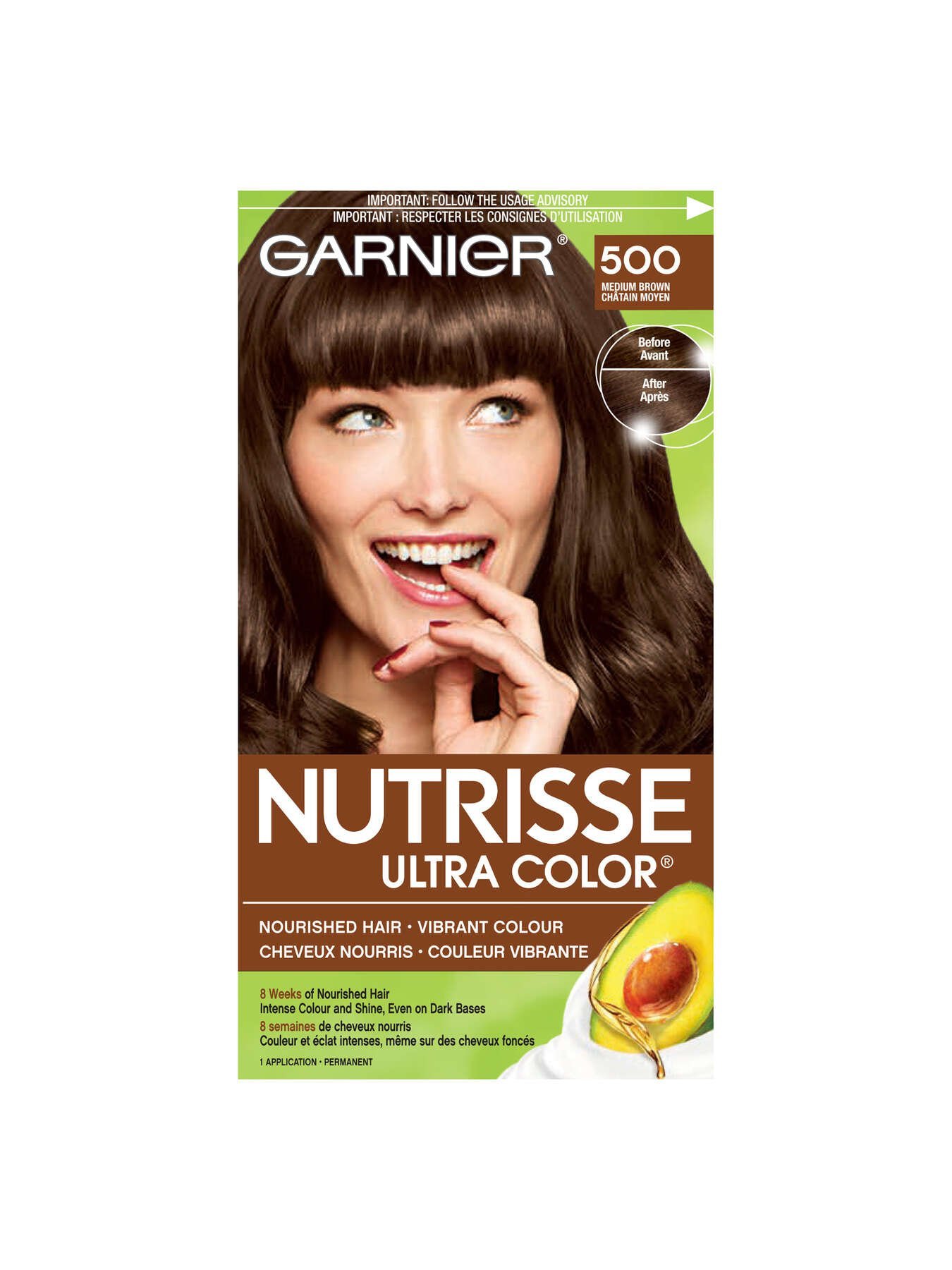 garnier hair dye nutrisse ultra color 500 medium brown 603084469499 t1