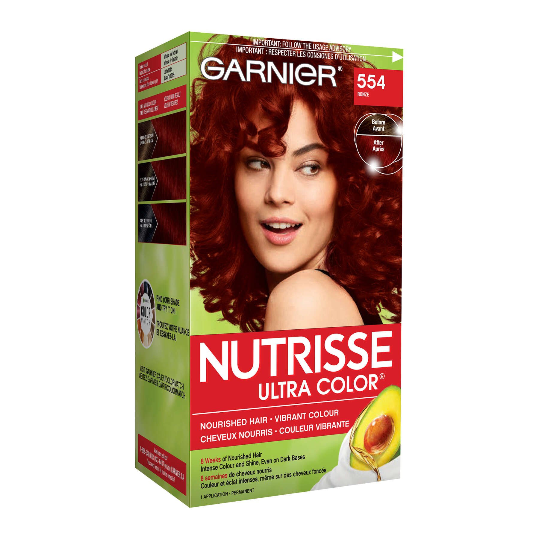 garnier hair dye nutrisse ultra color 554 bronze 603084545094 boxed