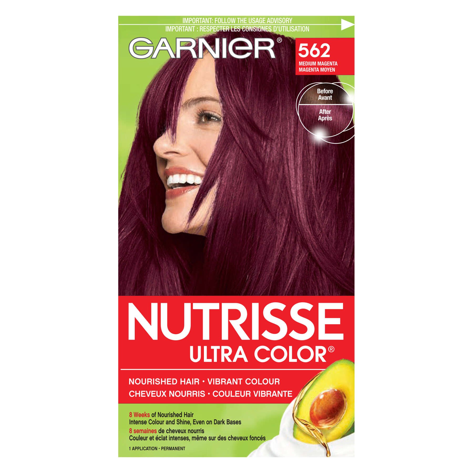 garnier hair dye nutrisse ultra color 562 medium magenta 0603084558957 t1