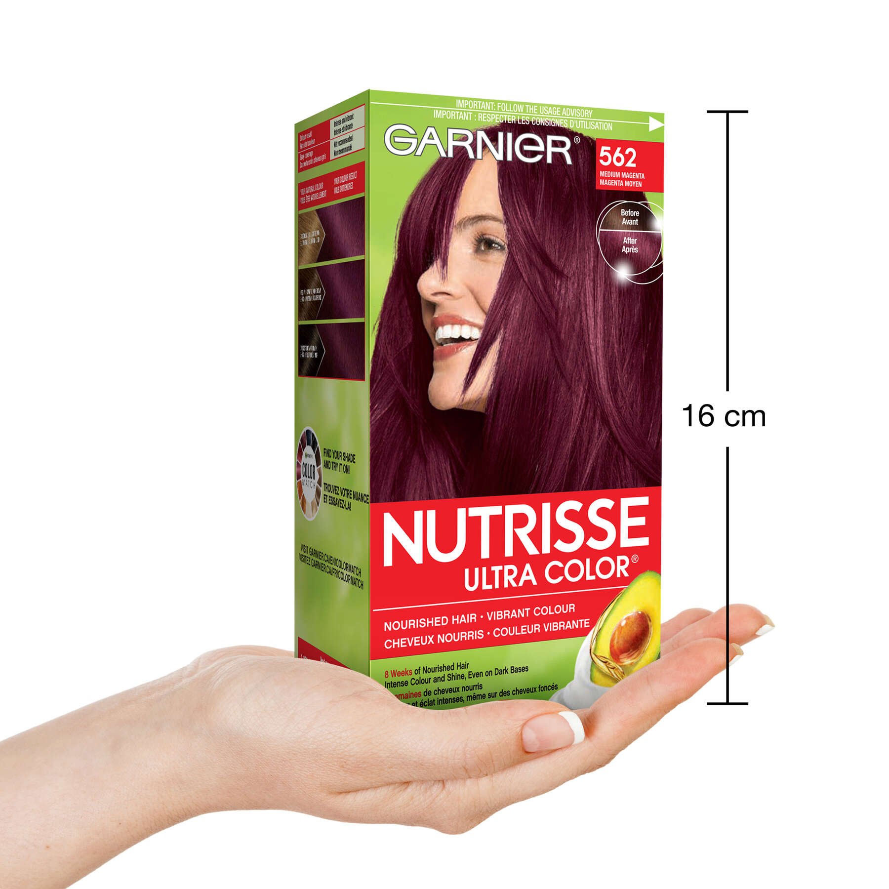 garnier hair dye nutrisse ultra color 562 medium magenta 0603084558957_inhand