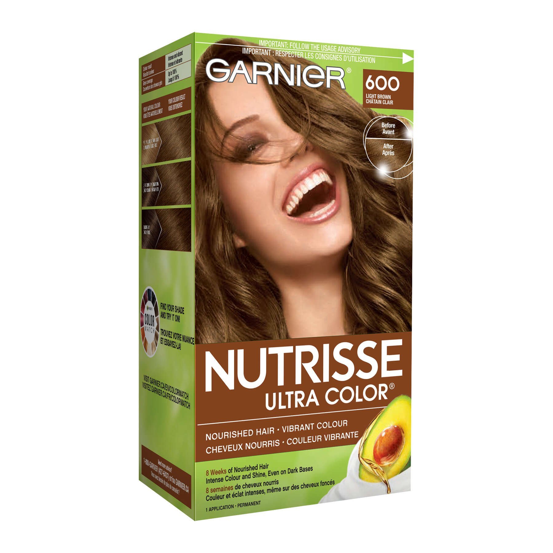 garnier hair dye nutrisse ultra color 600 light brown 603084469642 boxed