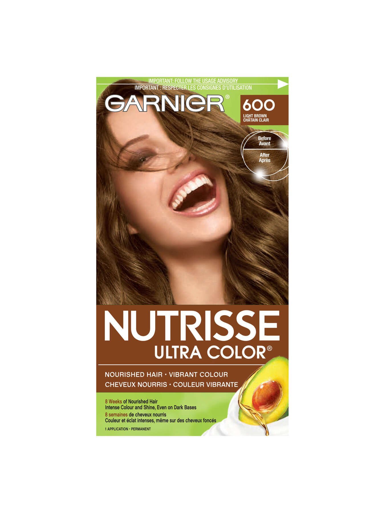 garnier hair dye nutrisse ultra color 600 light brown 603084469642 t1