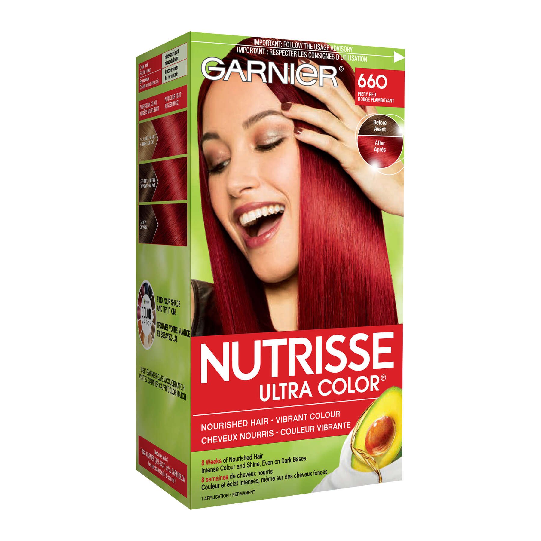 garnier hair dye nutrisse ultra color 660 fiery red 770103147918 boxed
