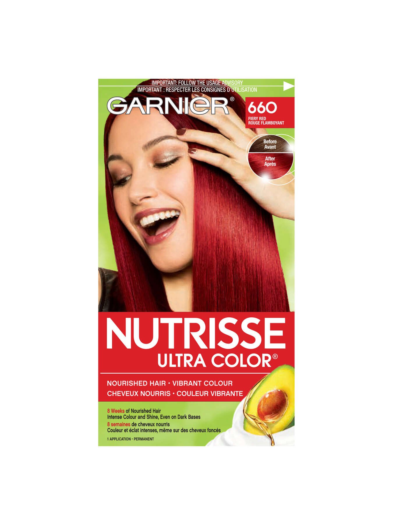 garnier hair dye nutrisse ultra color 660 fiery red 770103147918 t1
