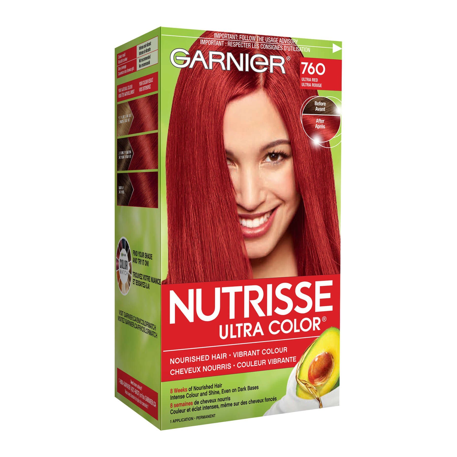 garnier hair dye nutrisse ultra color 760 ultra red 603084498413 boxed